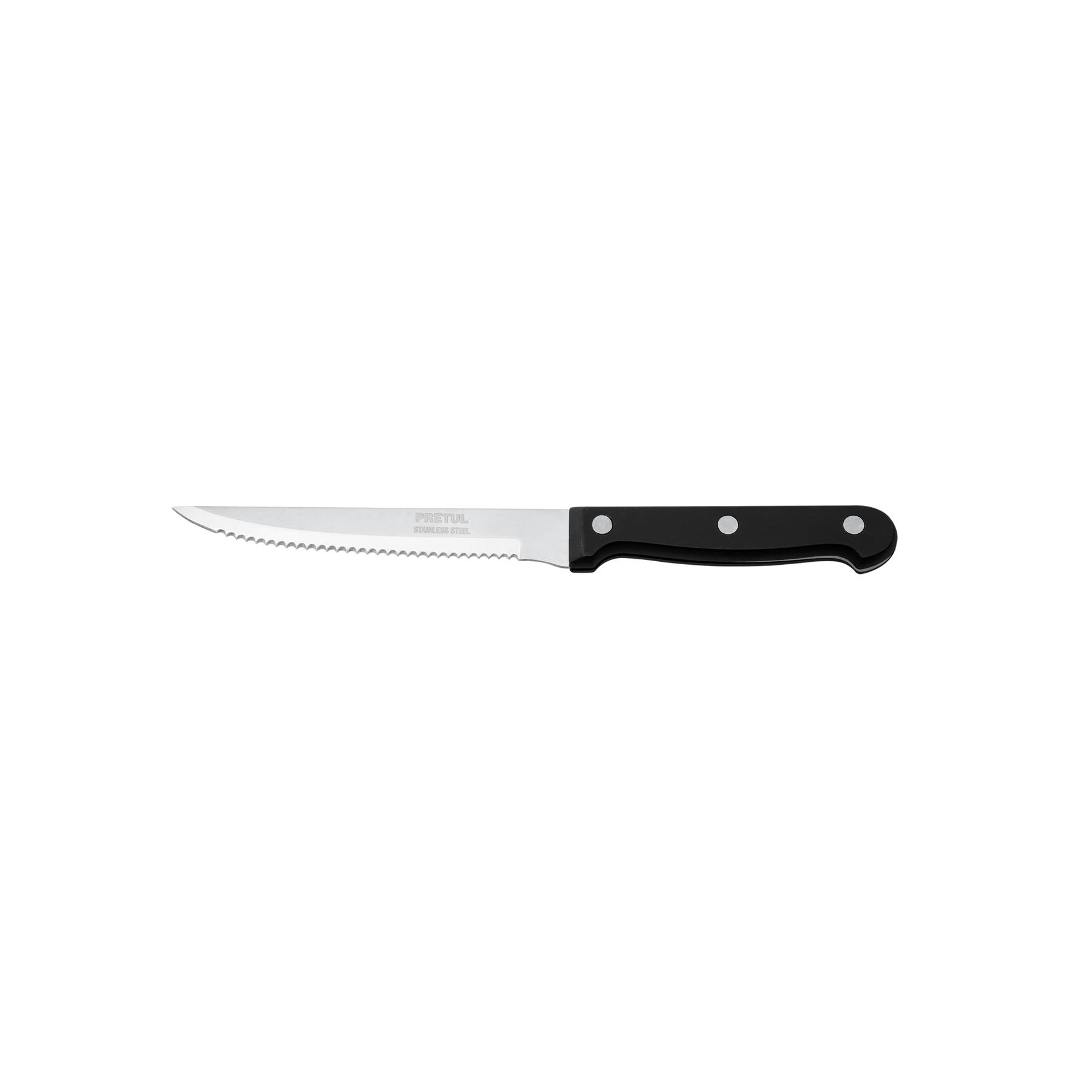 "CUCHILLO CON SIERRA PARA ASADO 5"" MANGO DE PLÁSTICO, PRETUL"