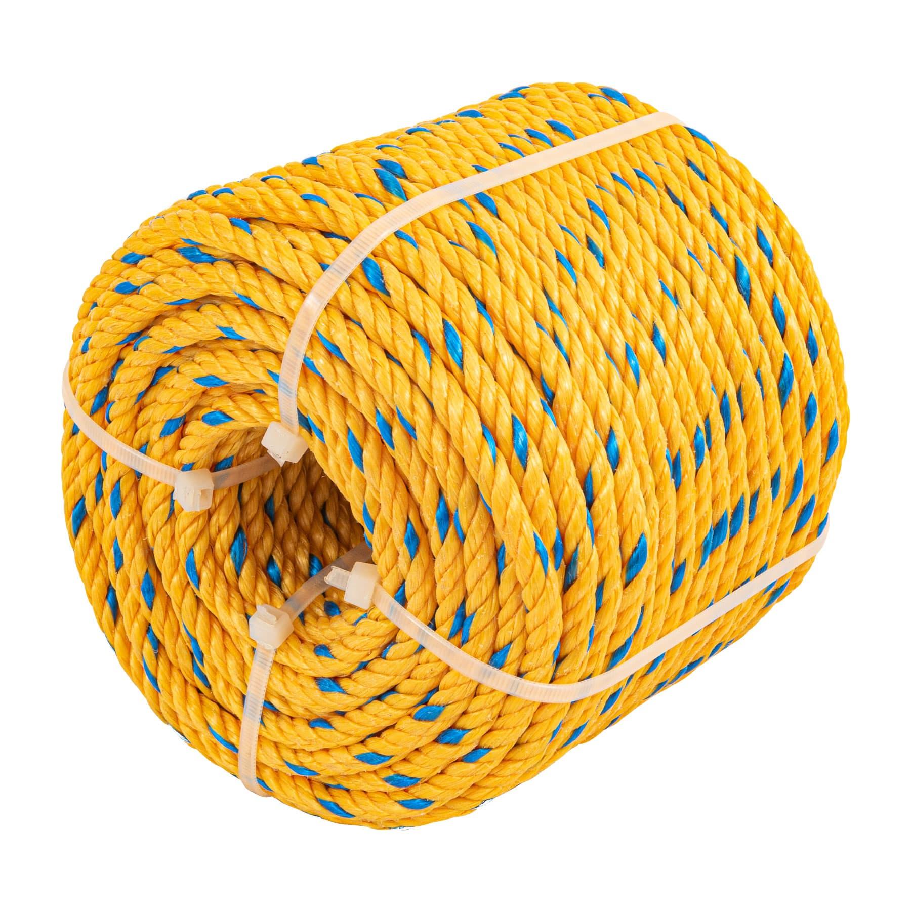 METRO DE CUERDA AMARILLA DE POLIPROPILENO 4 MM, ROLLO 119M