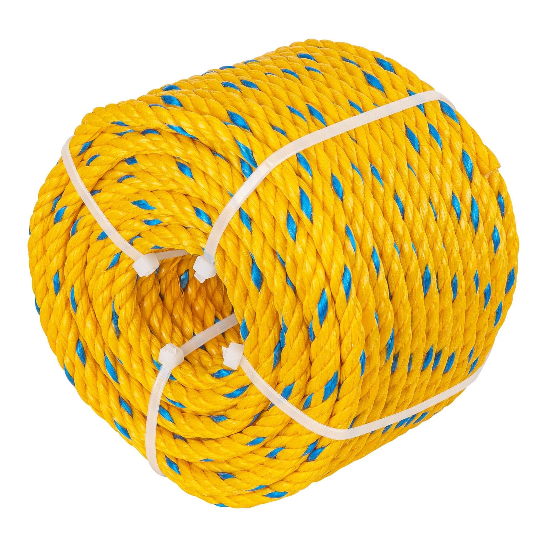 METRO DE CUERDA AMARILLA DE POLIPROPILENO 8 MM, ROLLO 32M