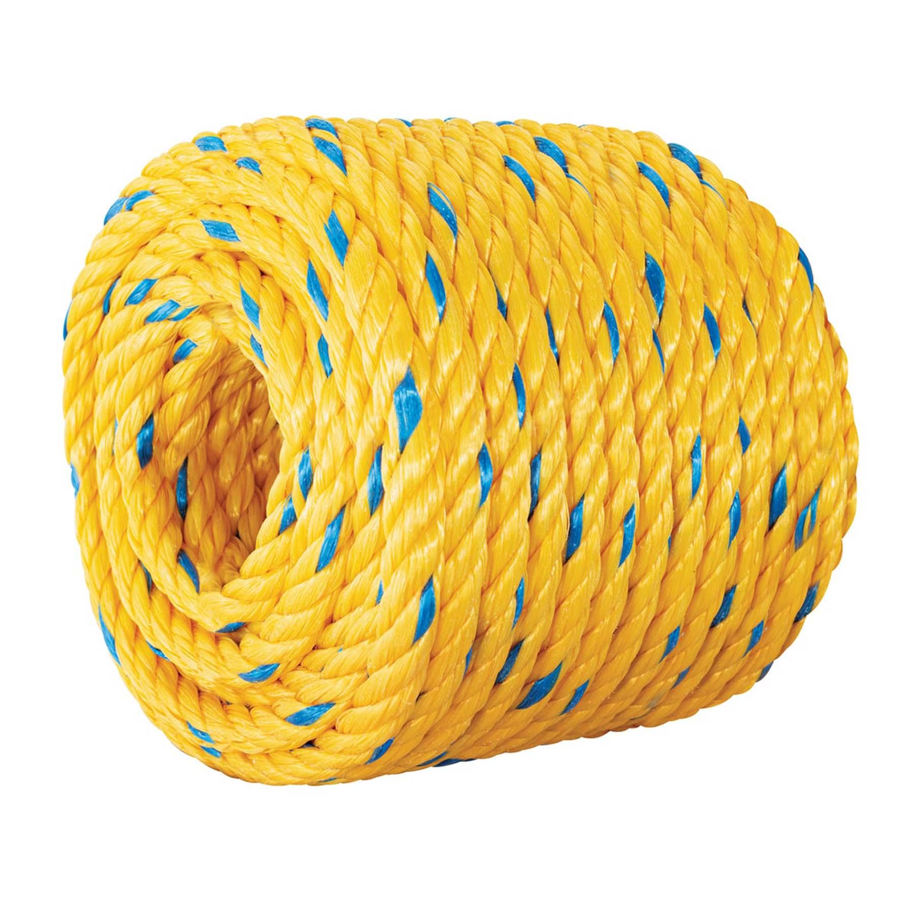 METRO DE CUERDA AMARILLA DE POLIPROPILENO 10 MM, ROLLO 22M