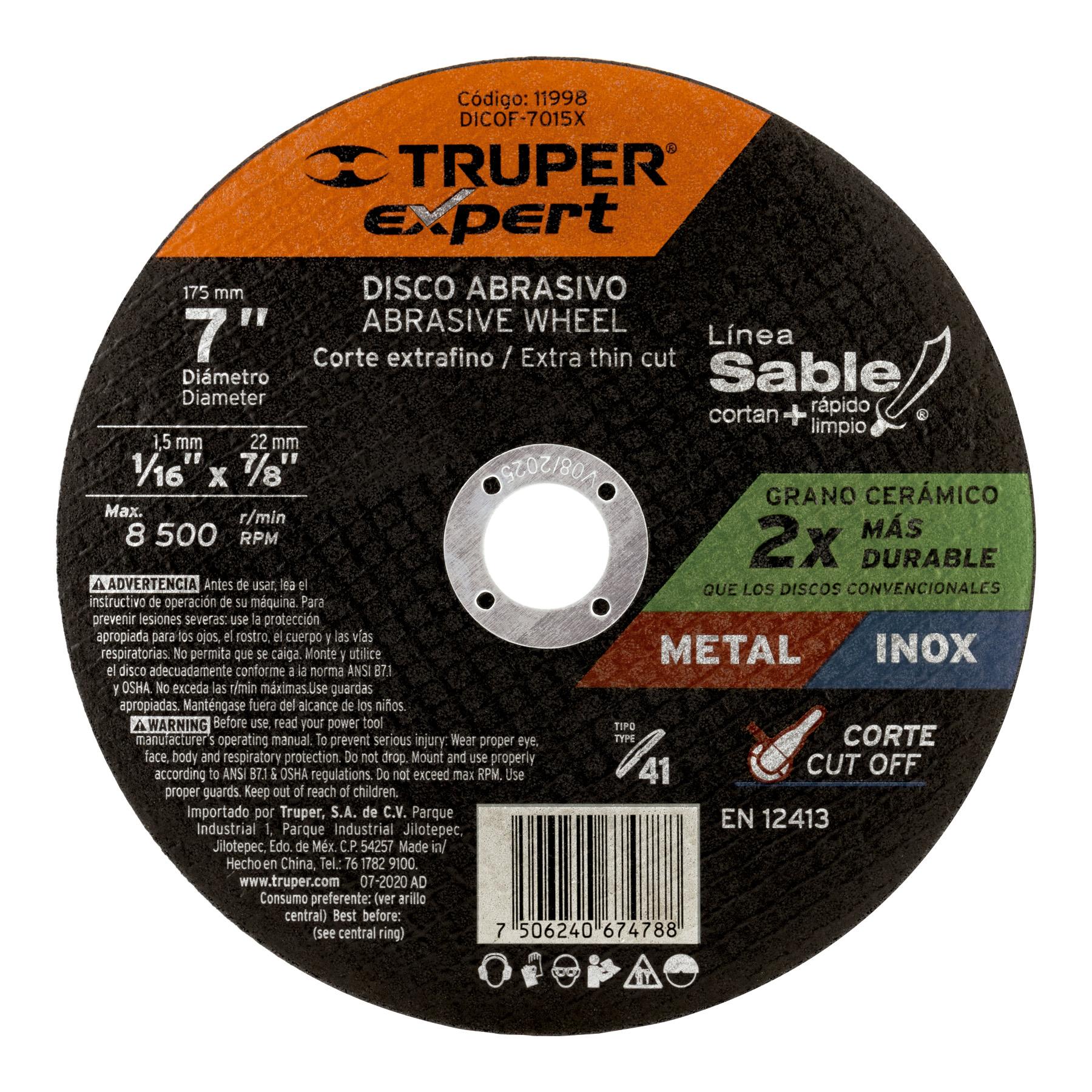 "DISCO TIPO 41 DE 7"" X 1.5 MM CORTE FINO DE METAL, EXPERT"