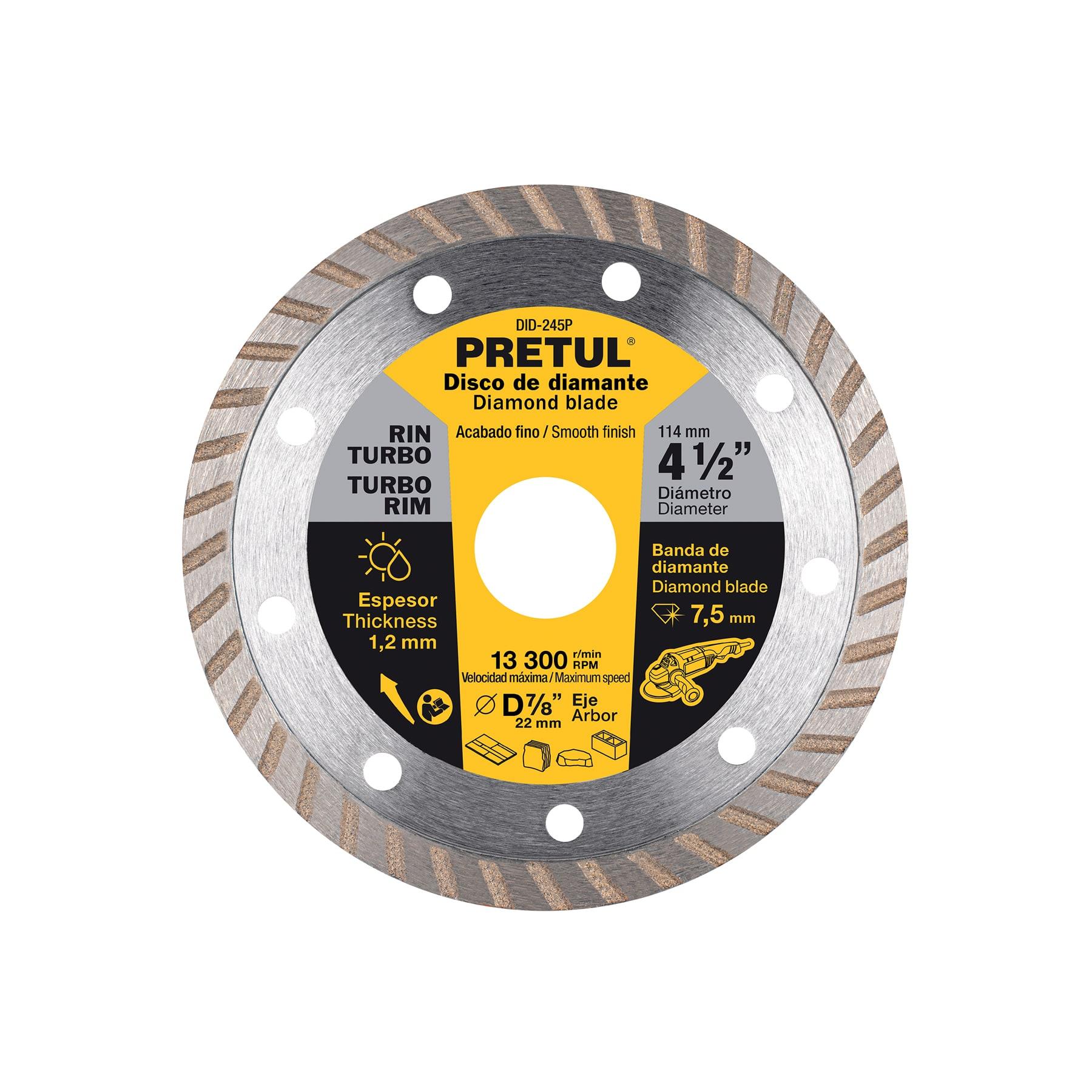 "DISCO DE DIAMANTE DE 4-1/2"" X 1.2 MM, RIN TURBO, PRETUL"