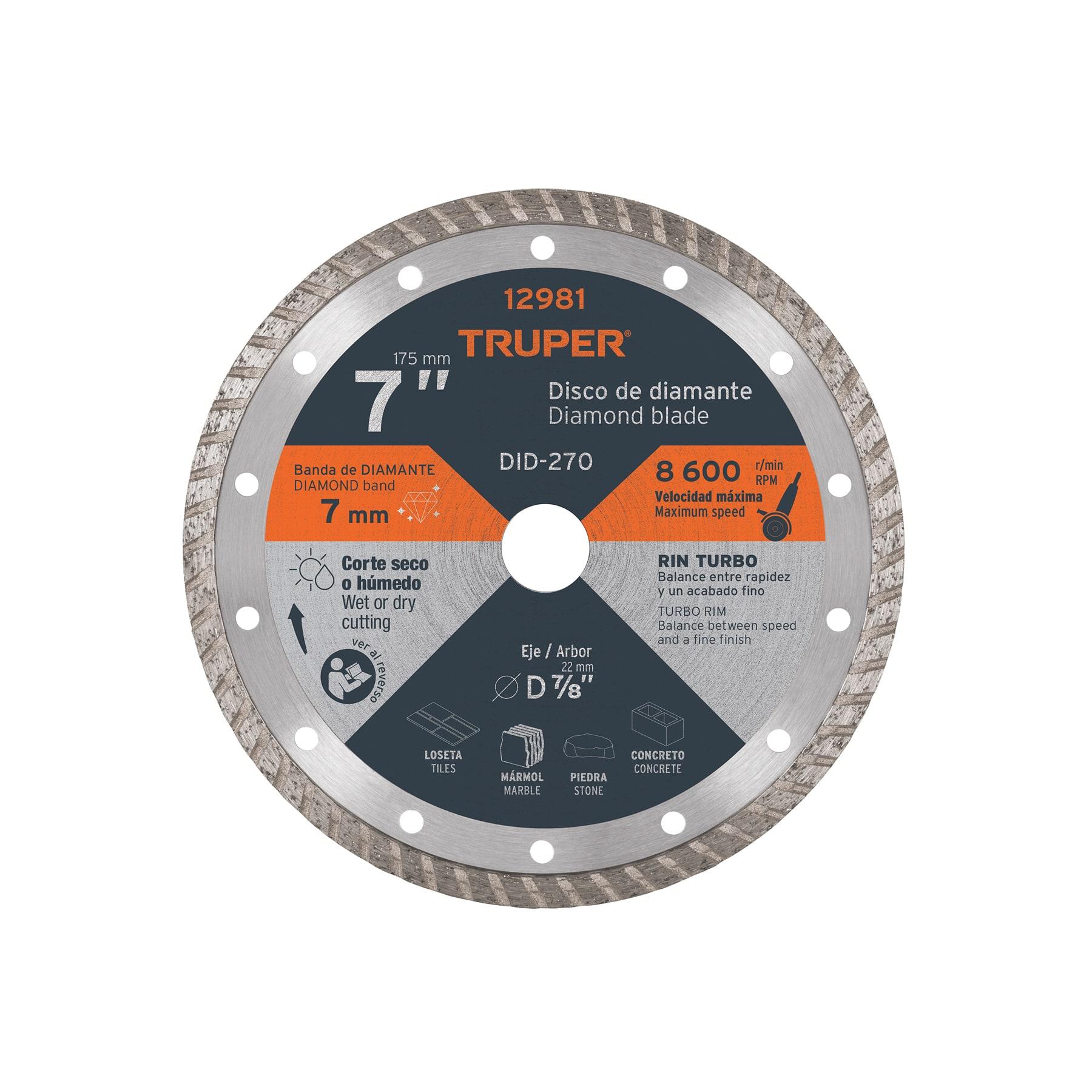 "DISCO DE DIAMANTE DE 7"" X 2.8 MM, RIN TURBO, TRUPER"