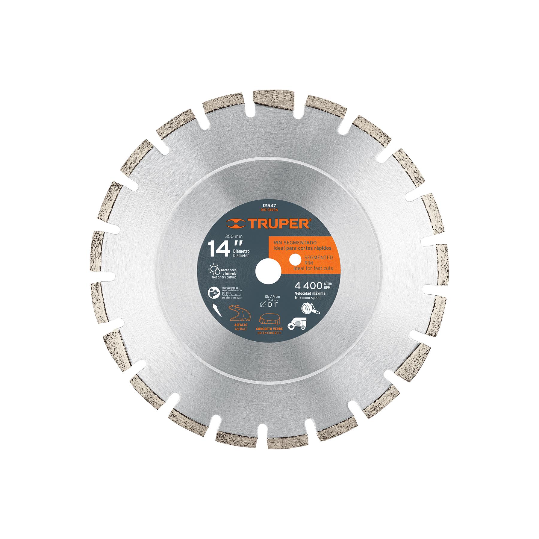 "DISCO DE DIAMANTE DE 14"" X 2.8 MM, CORTE ASFALTO Y CONCRETO"