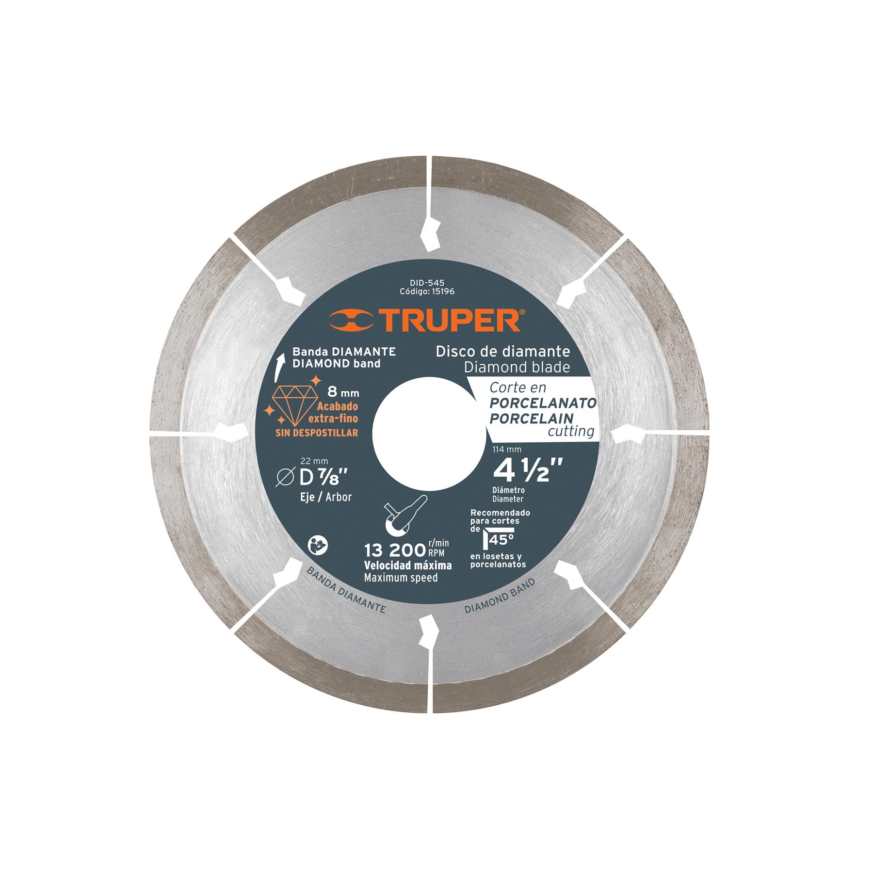 "DISCO DE DIAMANTE DE 4-1/2"" X 1.3 MM, CORTE DE PORCELANATO"