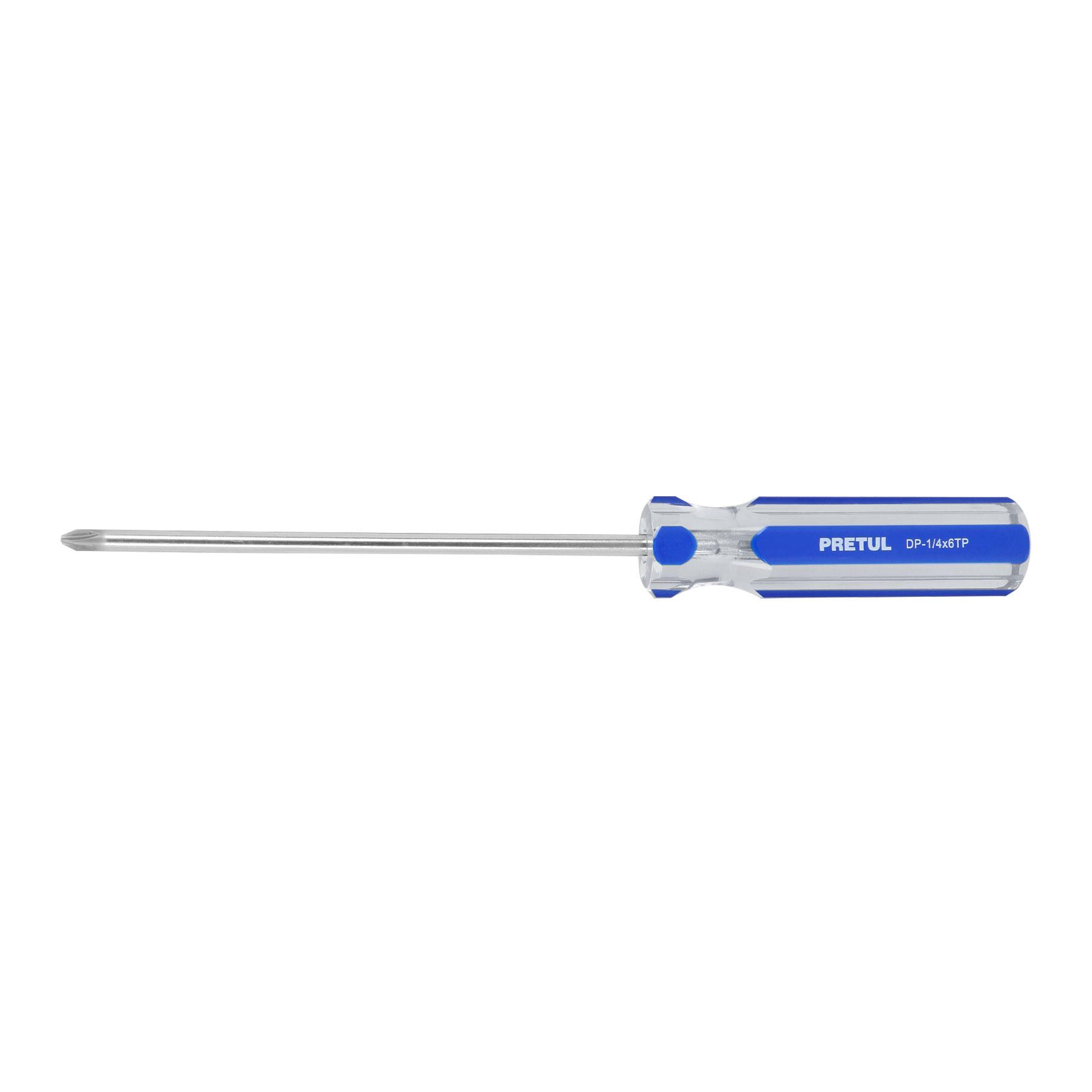 "DESARMADOR DE CRUZ 1/4 X 6"" MANGO DE PVC, PRETUL"