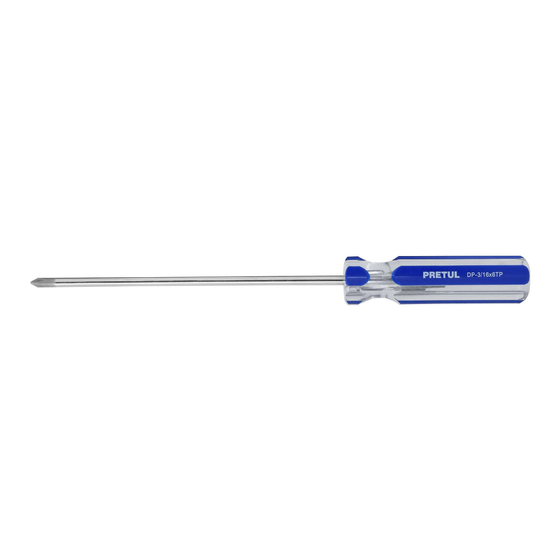 "DESARMADOR DE CRUZ 3/16 X 6"" MANGO DE PVC, PRETUL"