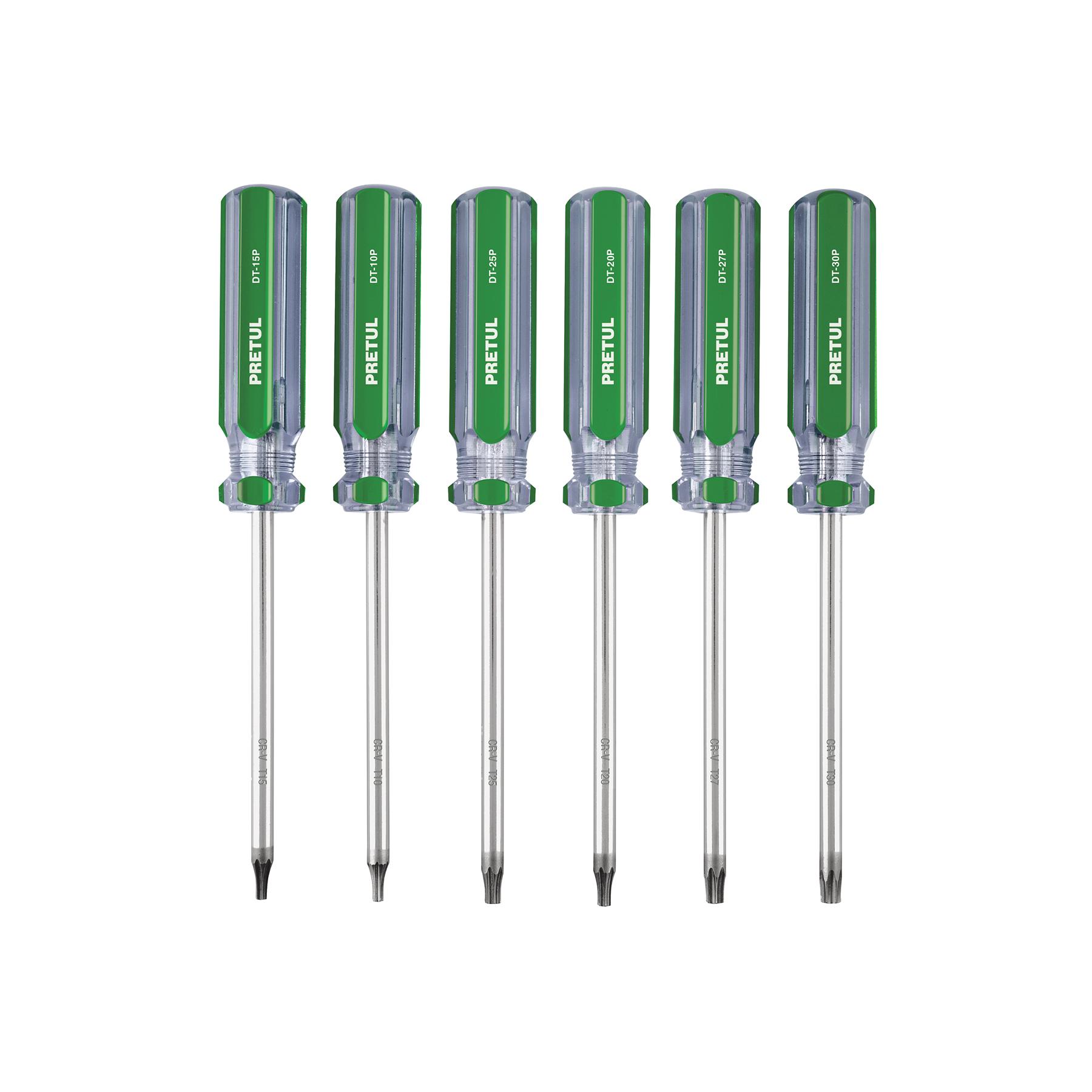 JUEGO DE 6 DESARMADORES TORX MANGO DE PVC, PRETUL