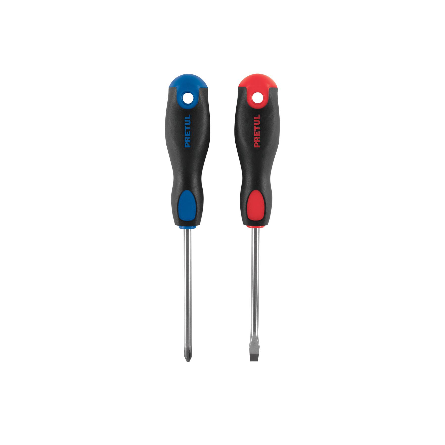 "DÚO DE DESARMADORES 1/4"" X 4"" MANGO COMFORT GRIP, PRETUL"