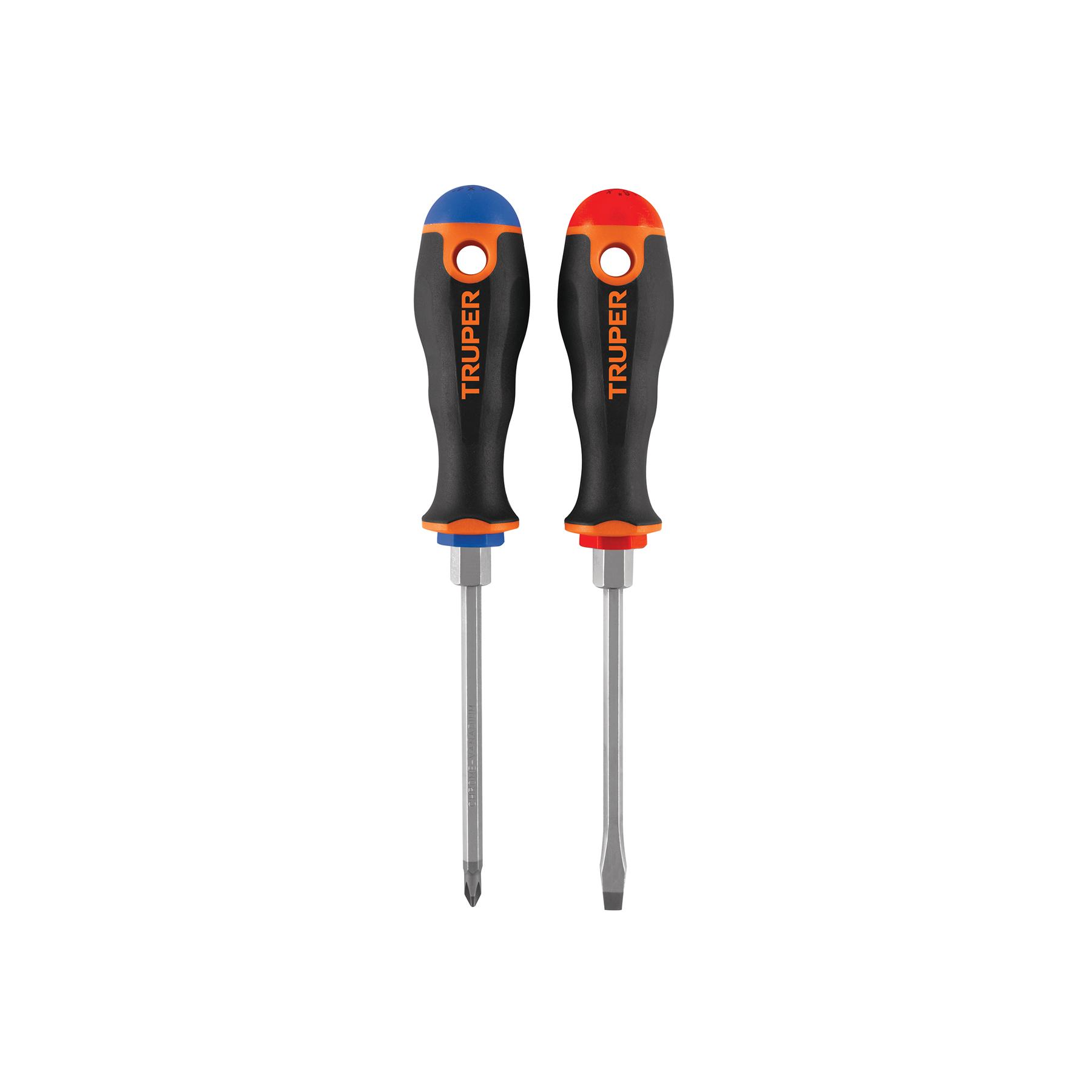 "DÚO DE DESARMADORES 3/16"" X 4"" MANGO COMFORT GRIP, TRUPER"