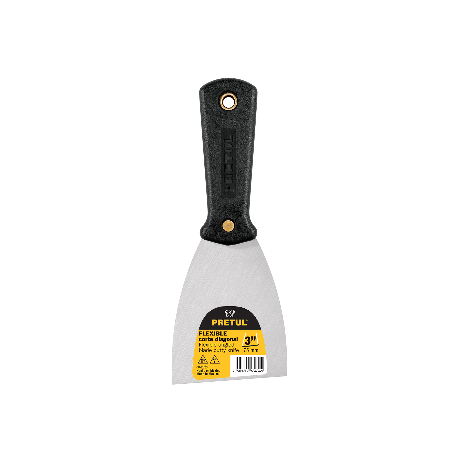 ESPÁTULA FLEXIBLE 3' CON MANGO DE PLÁSTICO, PRETUL