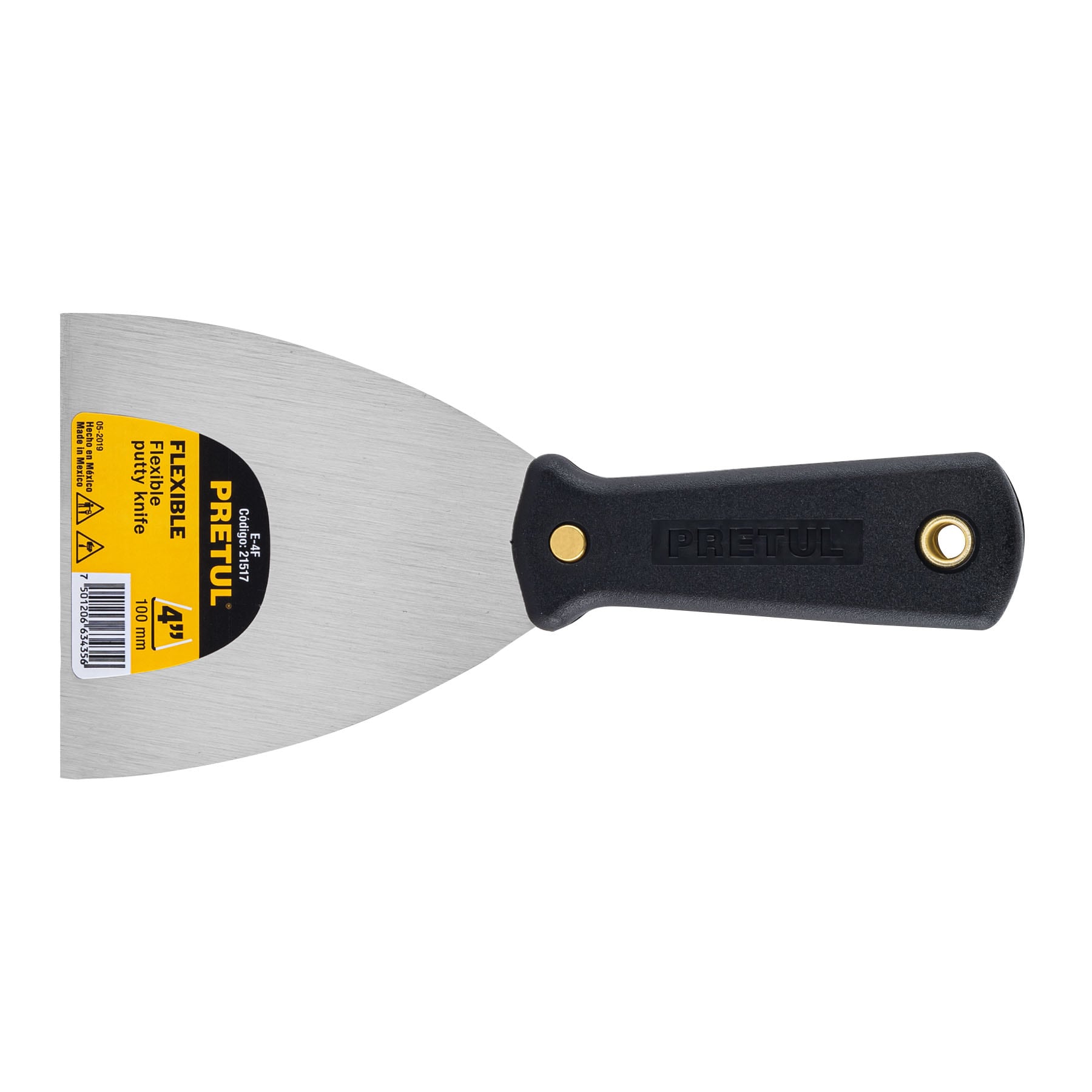 ESPÁTULA FLEXIBLE 4' CON MANGO DE PLÁSTICO, PRETUL