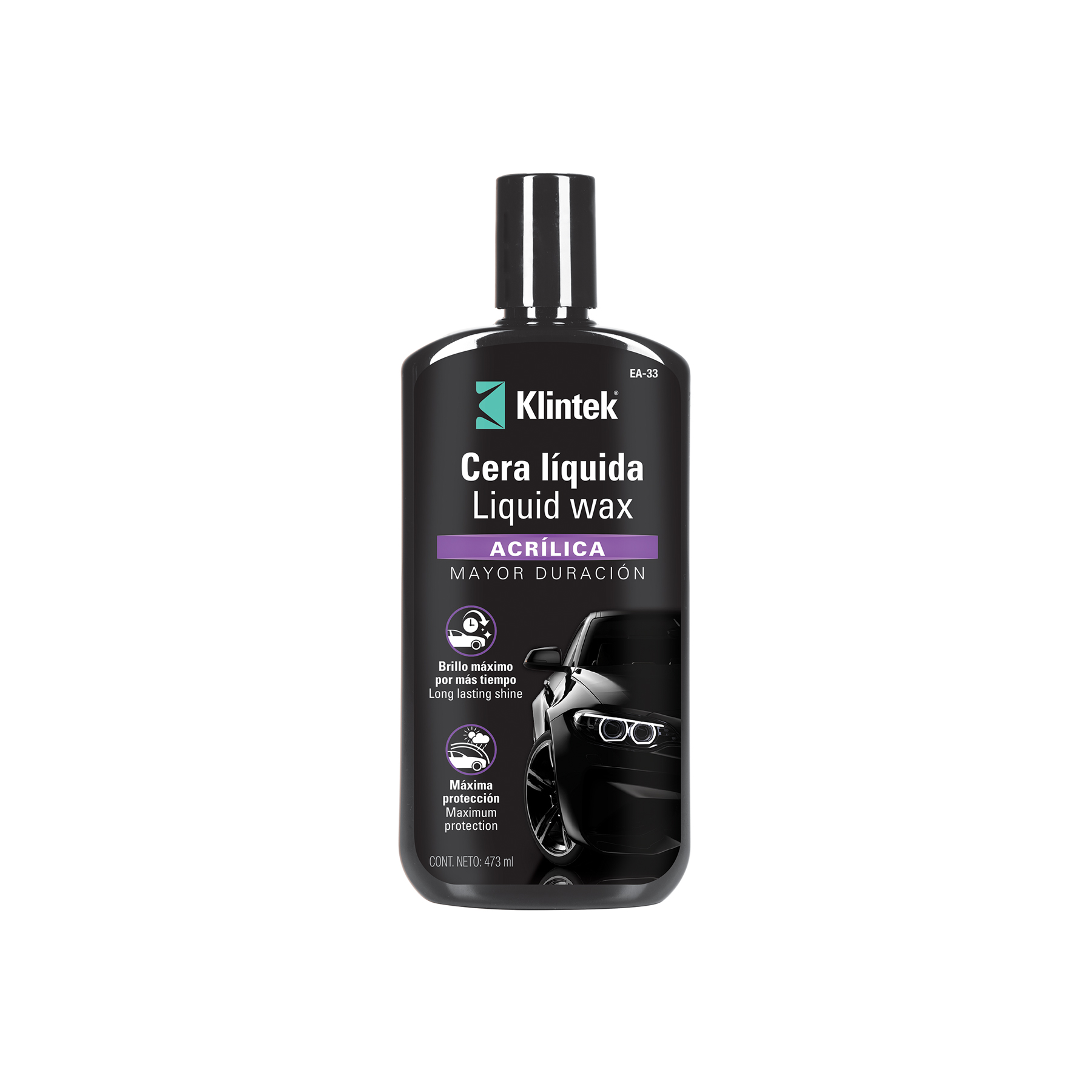 CERA LÍQUIDA ACRÍLICA PARA AUTO, 473 ML, KLINTEK