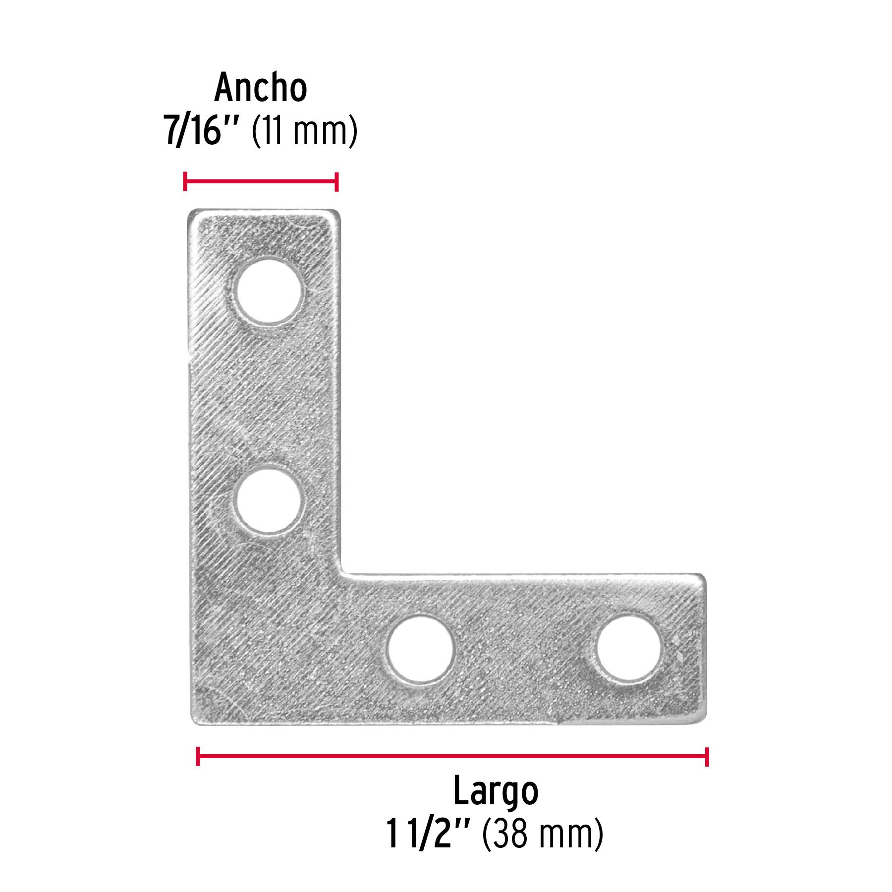 "BOLSA C/24 ESCUADRAS PLANAS CANTONERAS 1-1/2""X1-1/2"", FIERO"