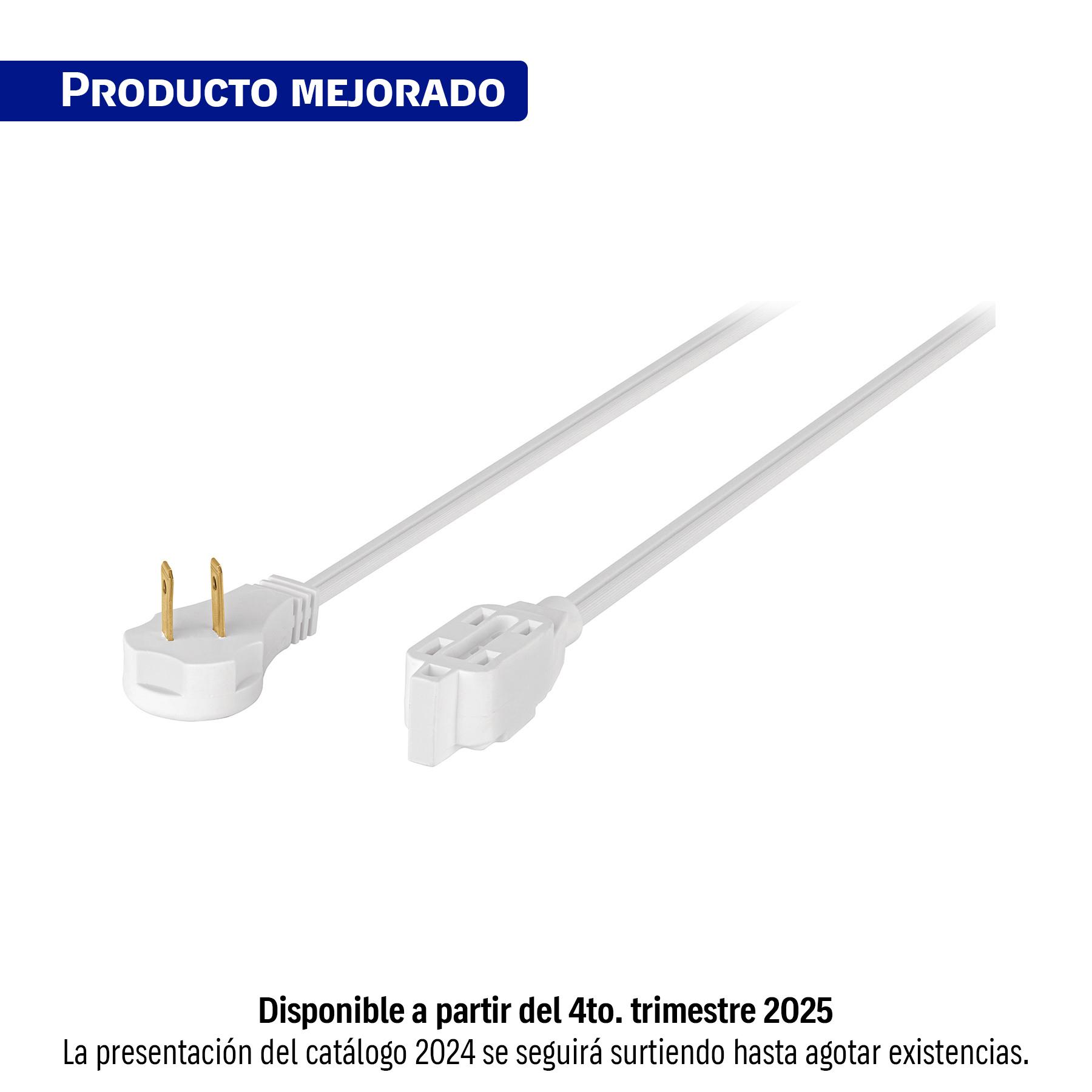 EXTENSIÓN ELÉCTRICA DOMÉSTICA 2 M BLANCA CON CLAVIJA PLANA