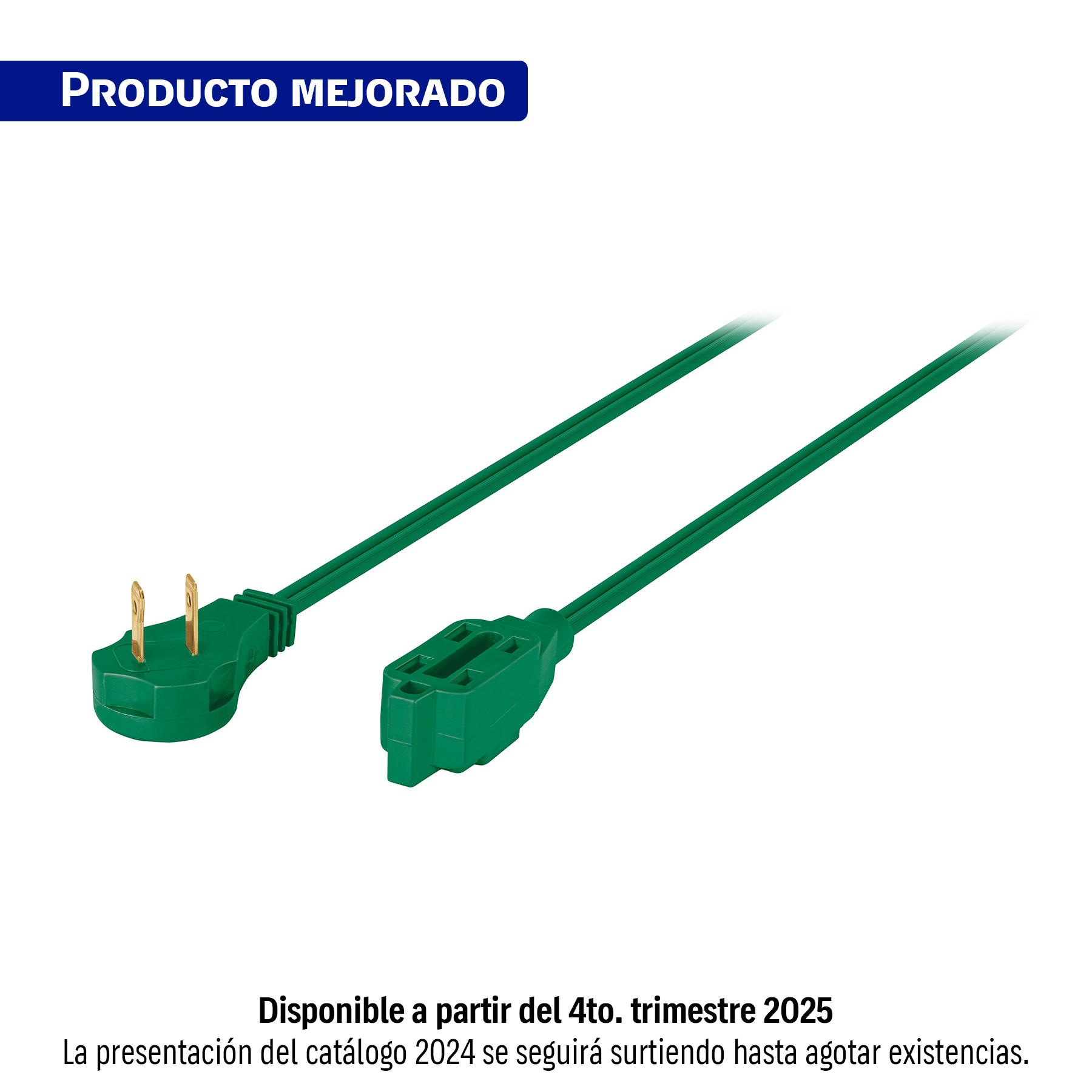 EXTENSIÓN ELÉCTRICA DOMÉSTICA 2 M VERDE CON CLAVIJA PLANA