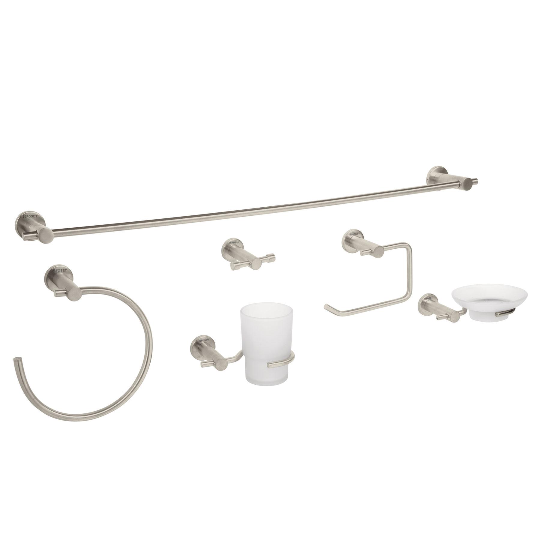 JUEGO DE 6 ACCESORIOS PARA BAÑO ACABADO SATÍN, FOSET ELEMENT