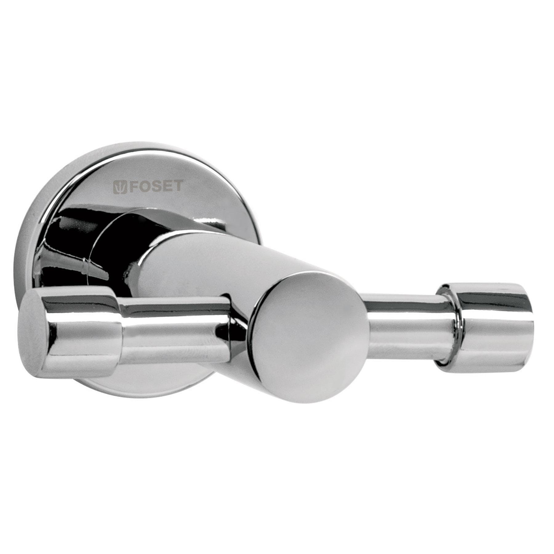 GANCHO DOBLE METÁLICO CROMO PARA TOALLAS, FOSET ELEMENT