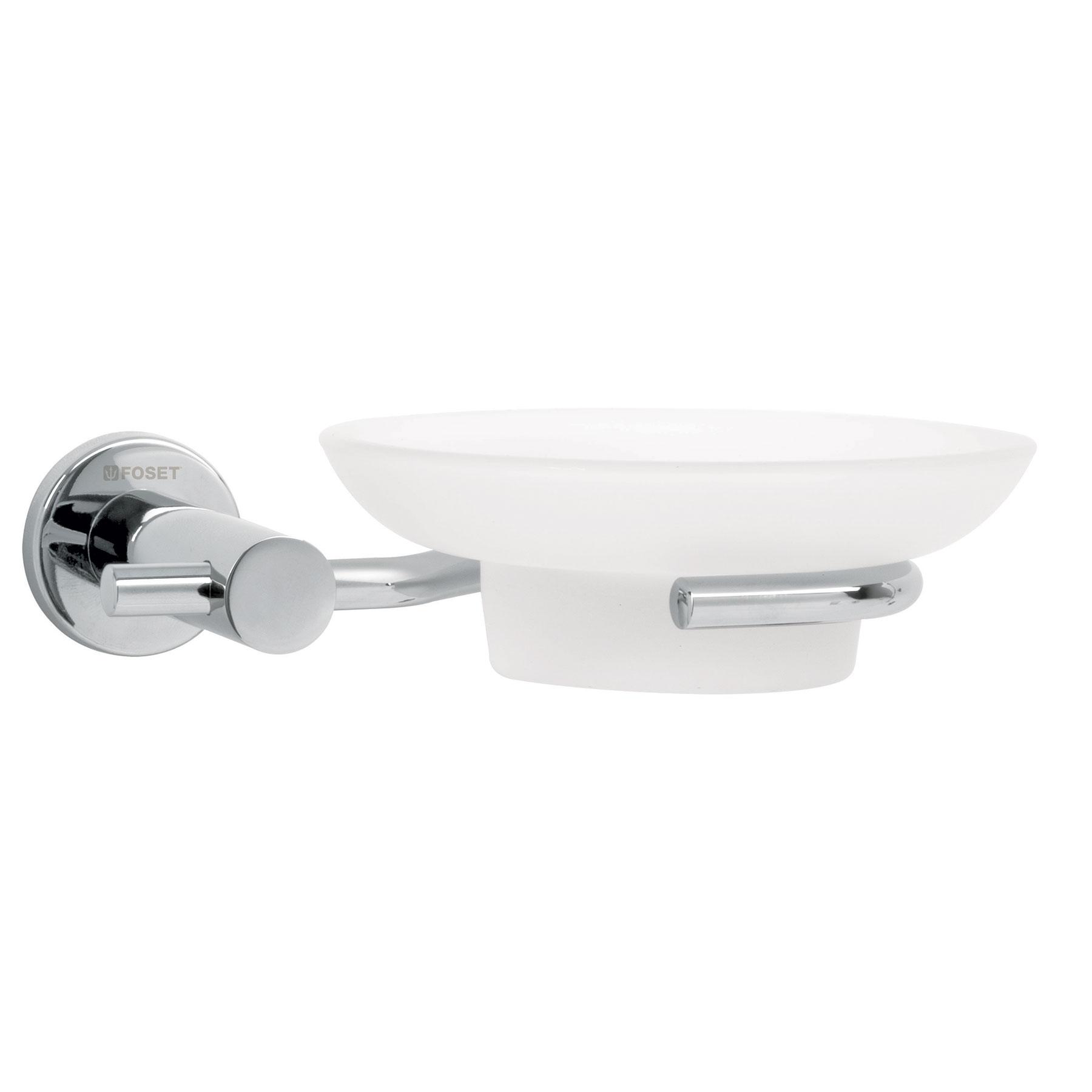 JABONERA METÁLICA CROMO CON PLATO DE VIDRIO, FOSET ELEMENT