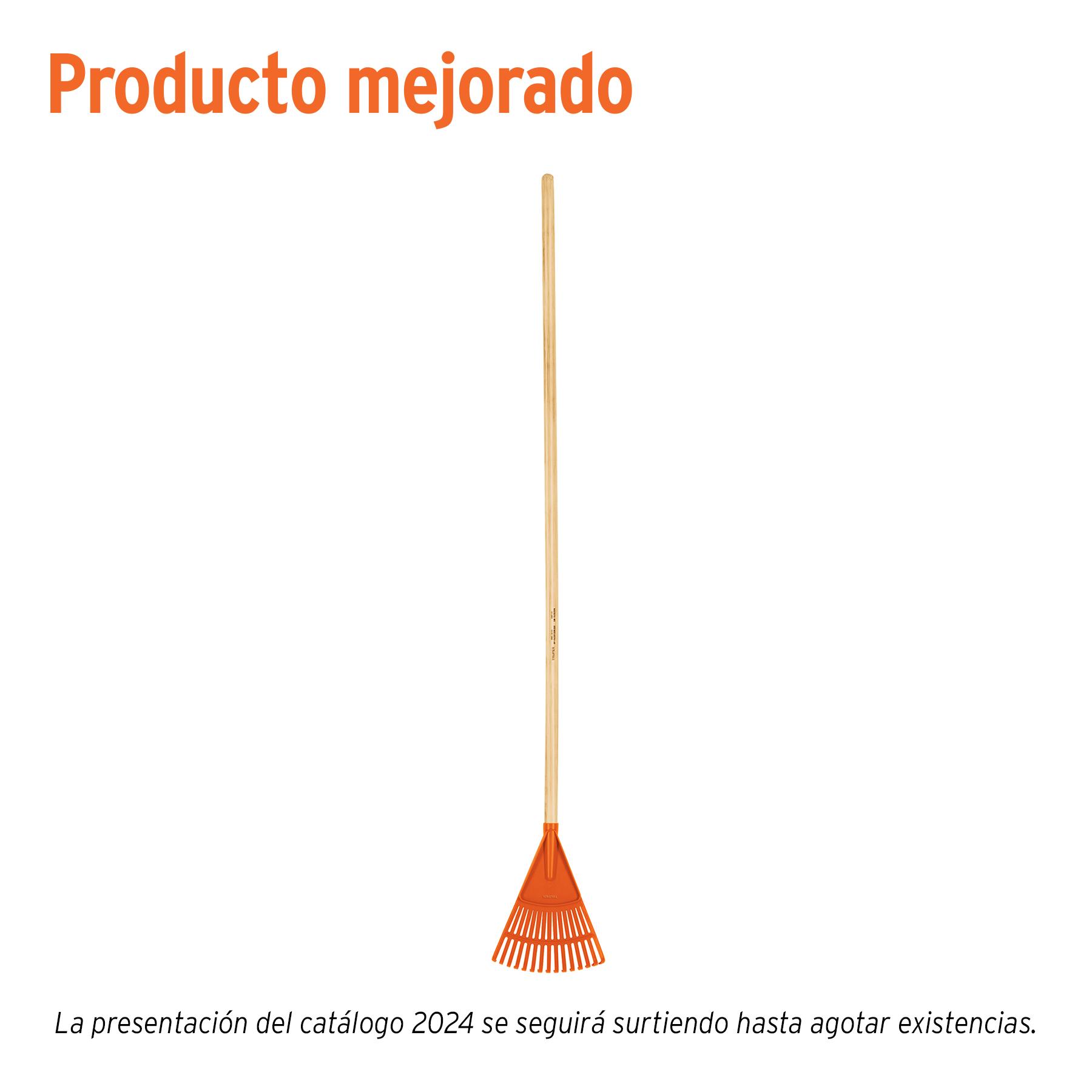 "ESCOBA PLÁSTICA PARA JARDÍN, RÍGIDA, 15 DIENTES, MANGO 48"""