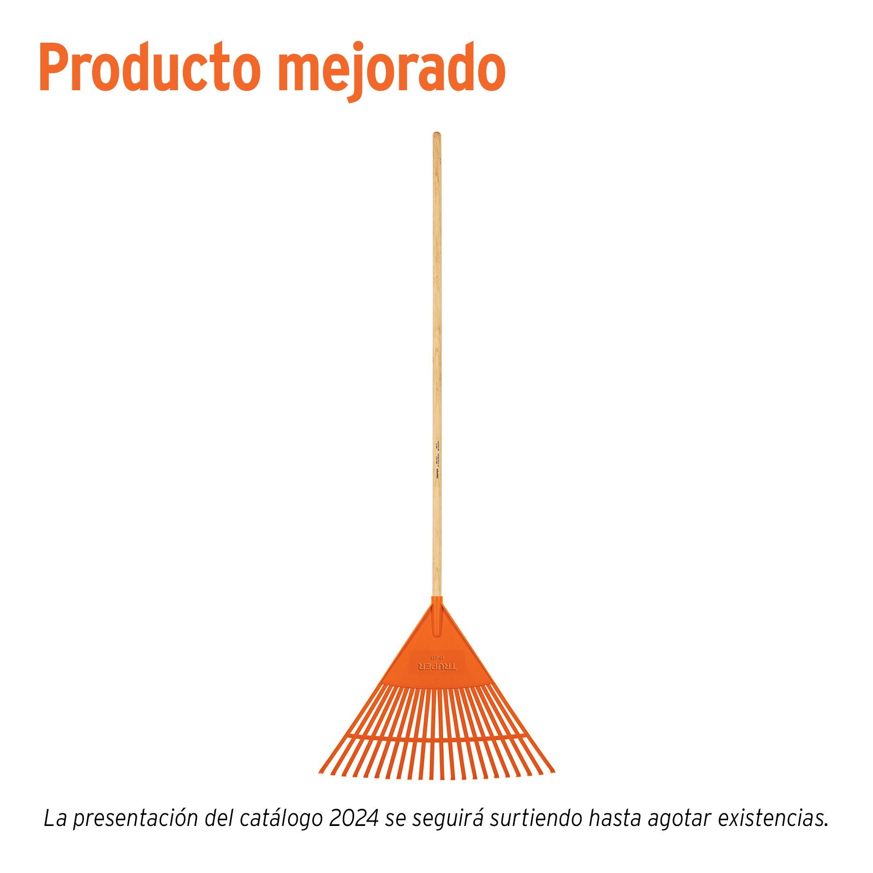 "ESCOBA PLÁSTICA PARA JARDÍN, FLEXIBLE, 22 DIENTES, MANGO 48"""