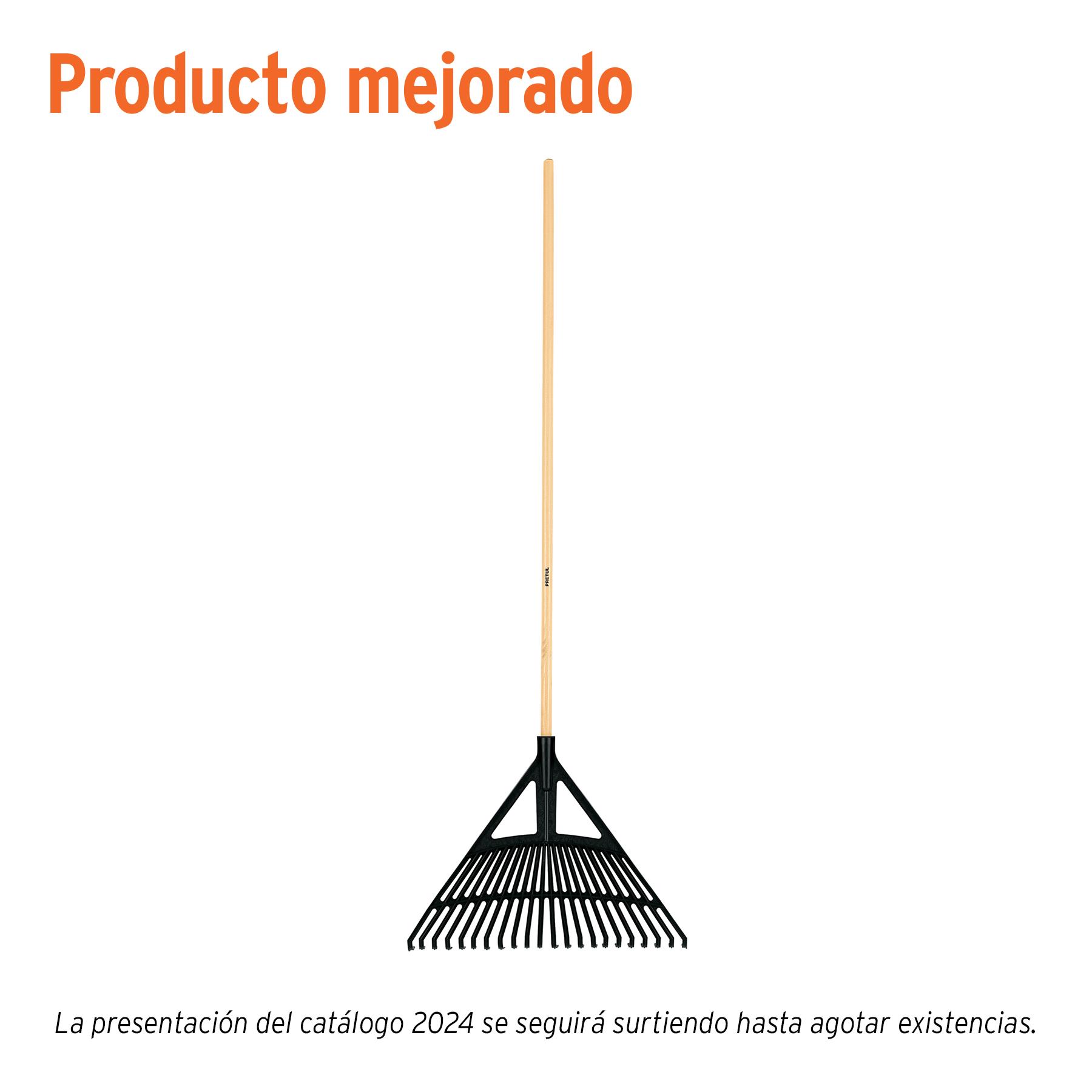 "ESCOBA PLÁSTICA P/JARDÍN, FLEX. 22 DIENTES, MANGO 48"",PRETUL"