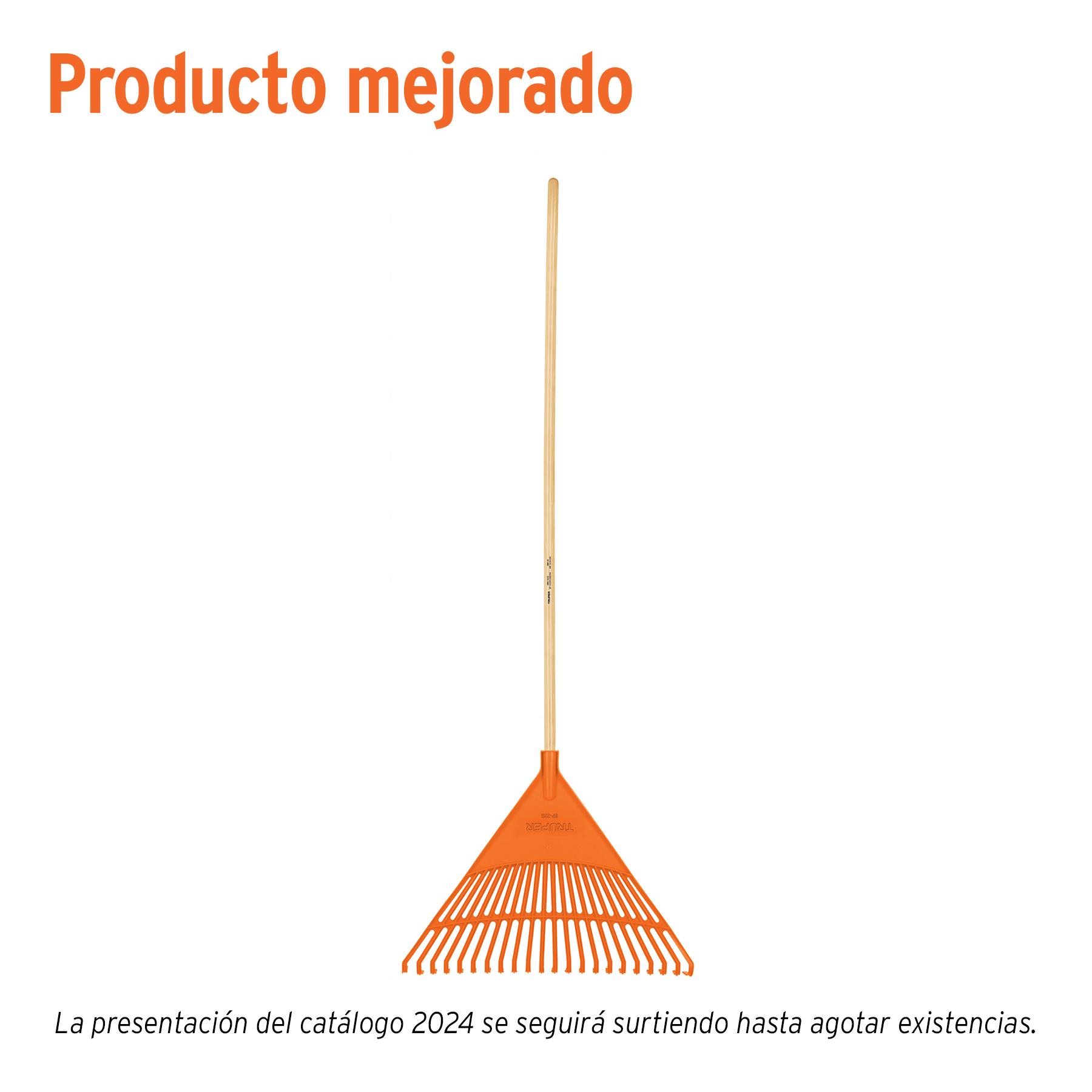 "ESCOBA PLÁSTICA PARA JARDÍN, RÍGIDA, 22 DIENTES, MANGO 48"""