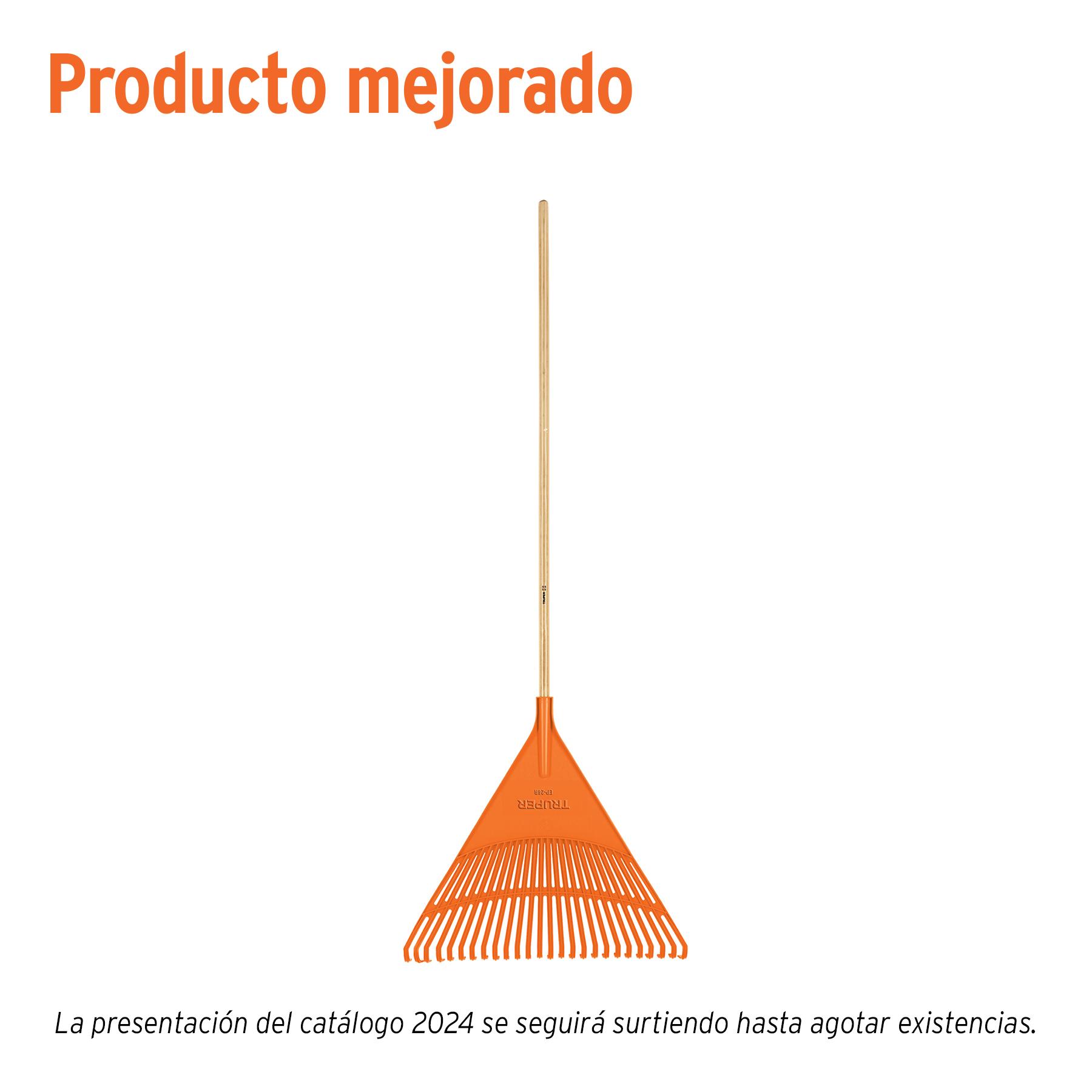 "ESCOBA PLÁSTICA PARA JARDÍN, RÍGIDA, 26 DIENTES, MANGO 48"""