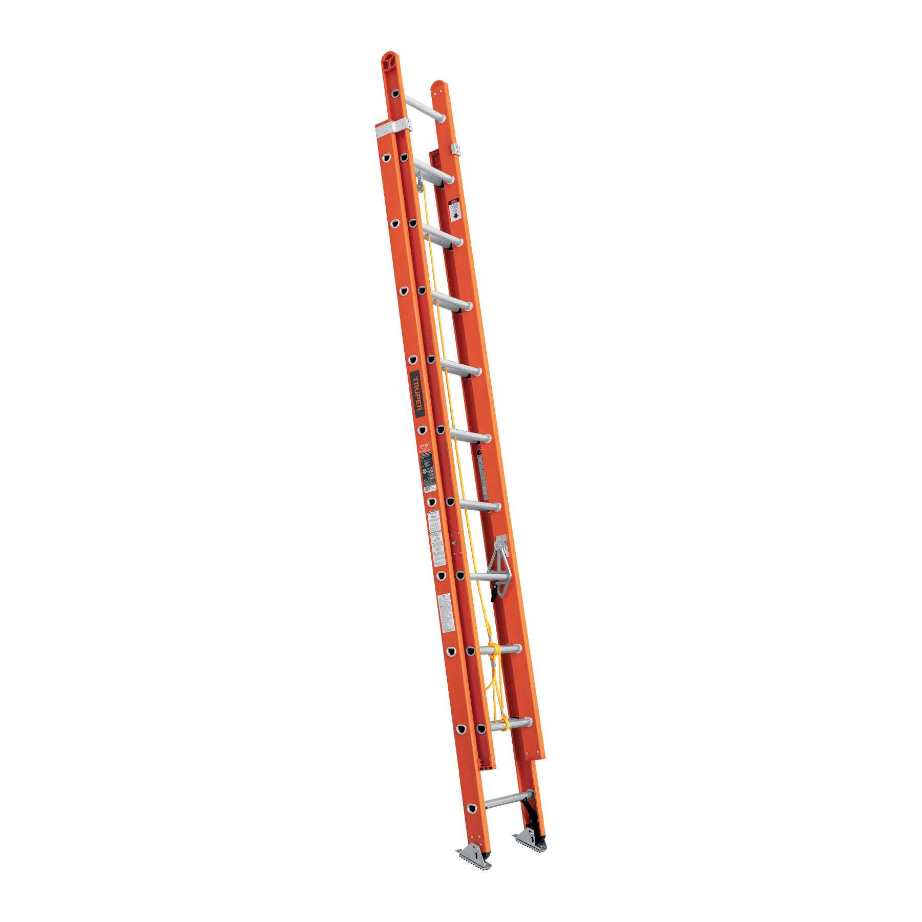 ESCALERA DE EXTENSIÓN, TIPO II, 20 PELDAÑOS, FIBRA DE VIDRIO