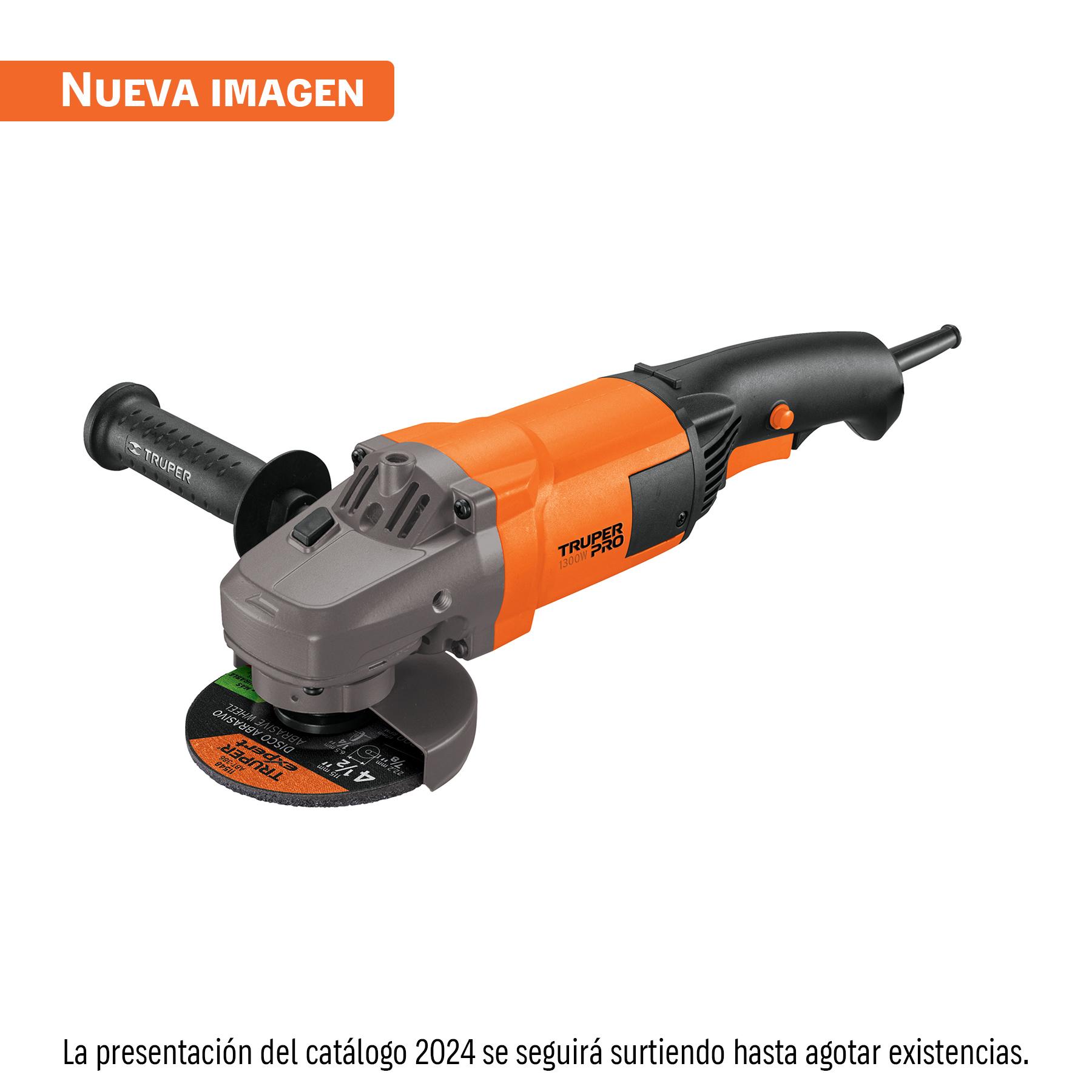 "ESMERILADORA ANGULAR 4-1/2"", 1300W, TRUPER PRO"