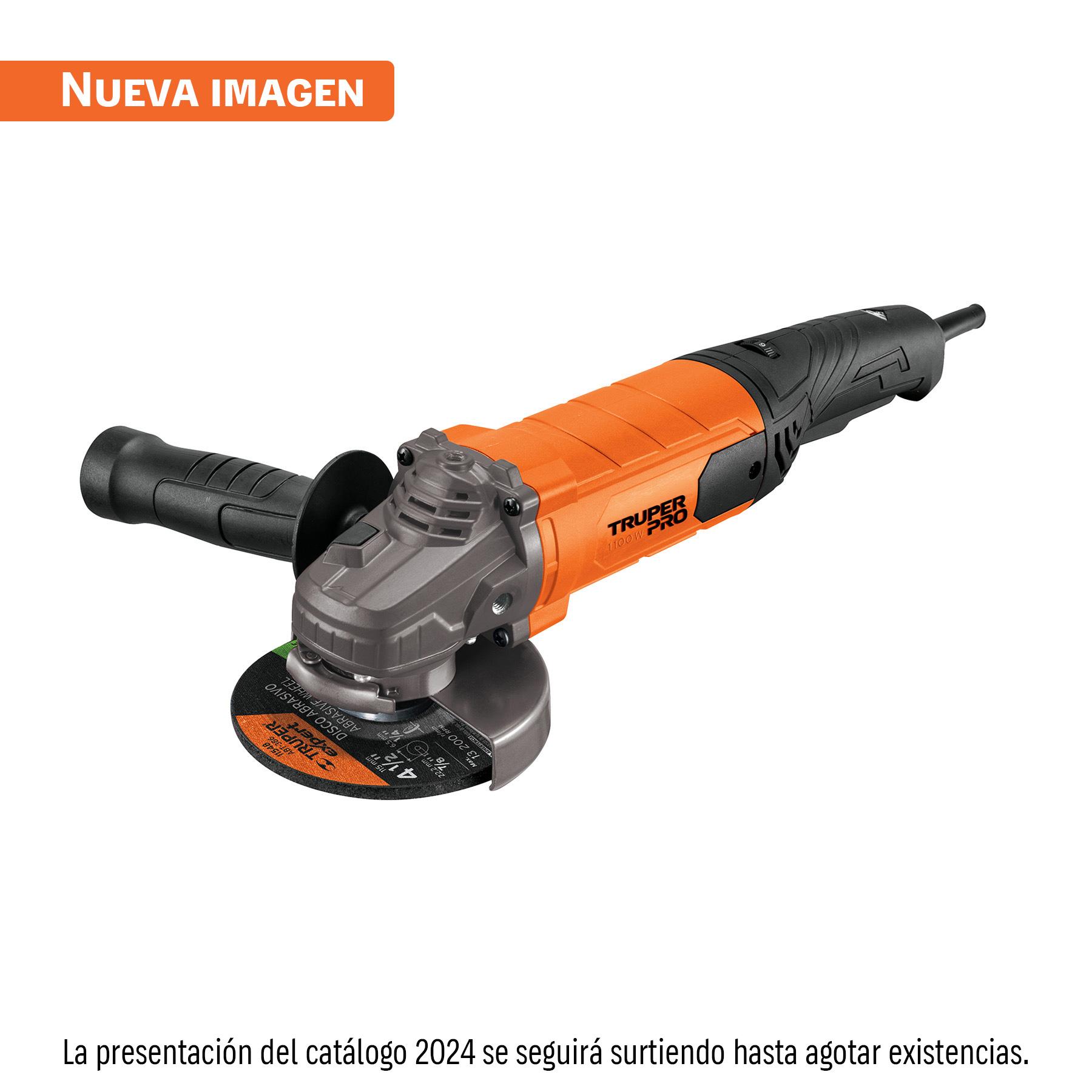 "ESMERILADORA ANGULAR 4-1/2"", 1100W, TRUPER PRO"