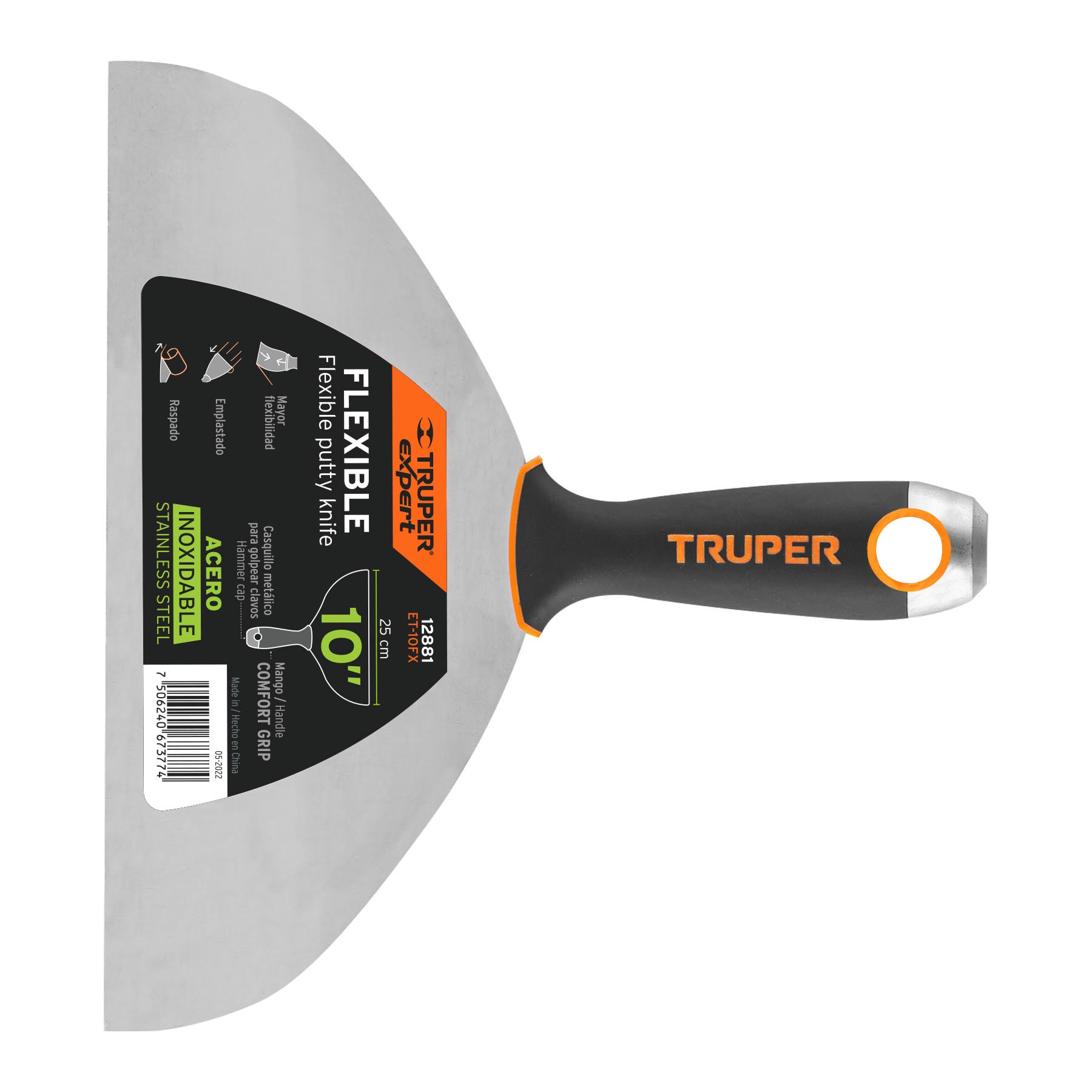 ESPÁTULA FLEXIBLE 10' ACERO INOX. MANGO COMFORT GRIP, EXPERT