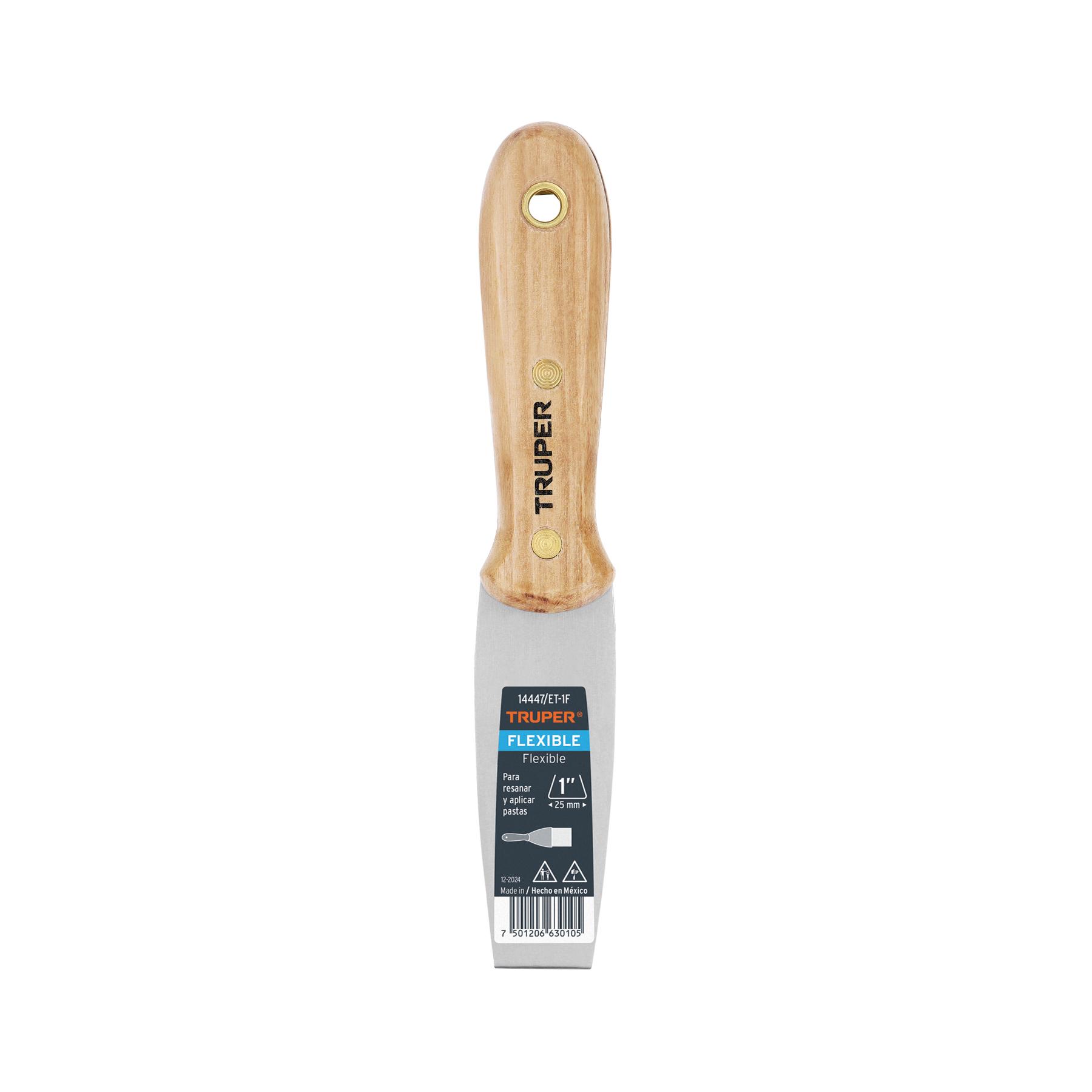 "ESPÁTULA FLEXIBLE 1"" CON MANGO DE MADERA, TRUPER"
