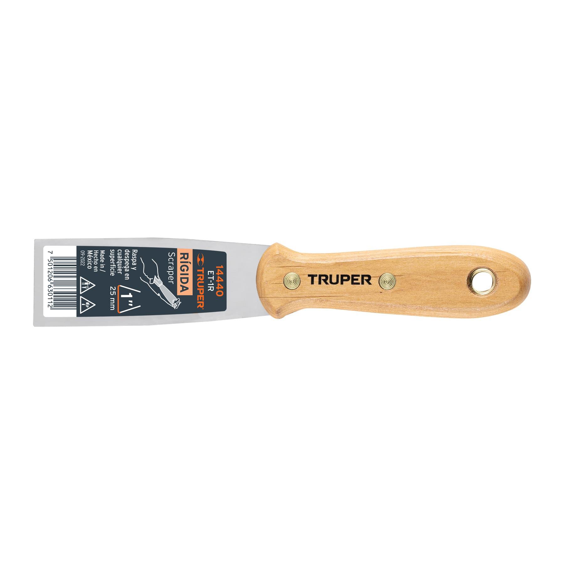 "ESPÁTULA RÍGIDA 1"" CON MANGO DE MADERA, TRUPER"
