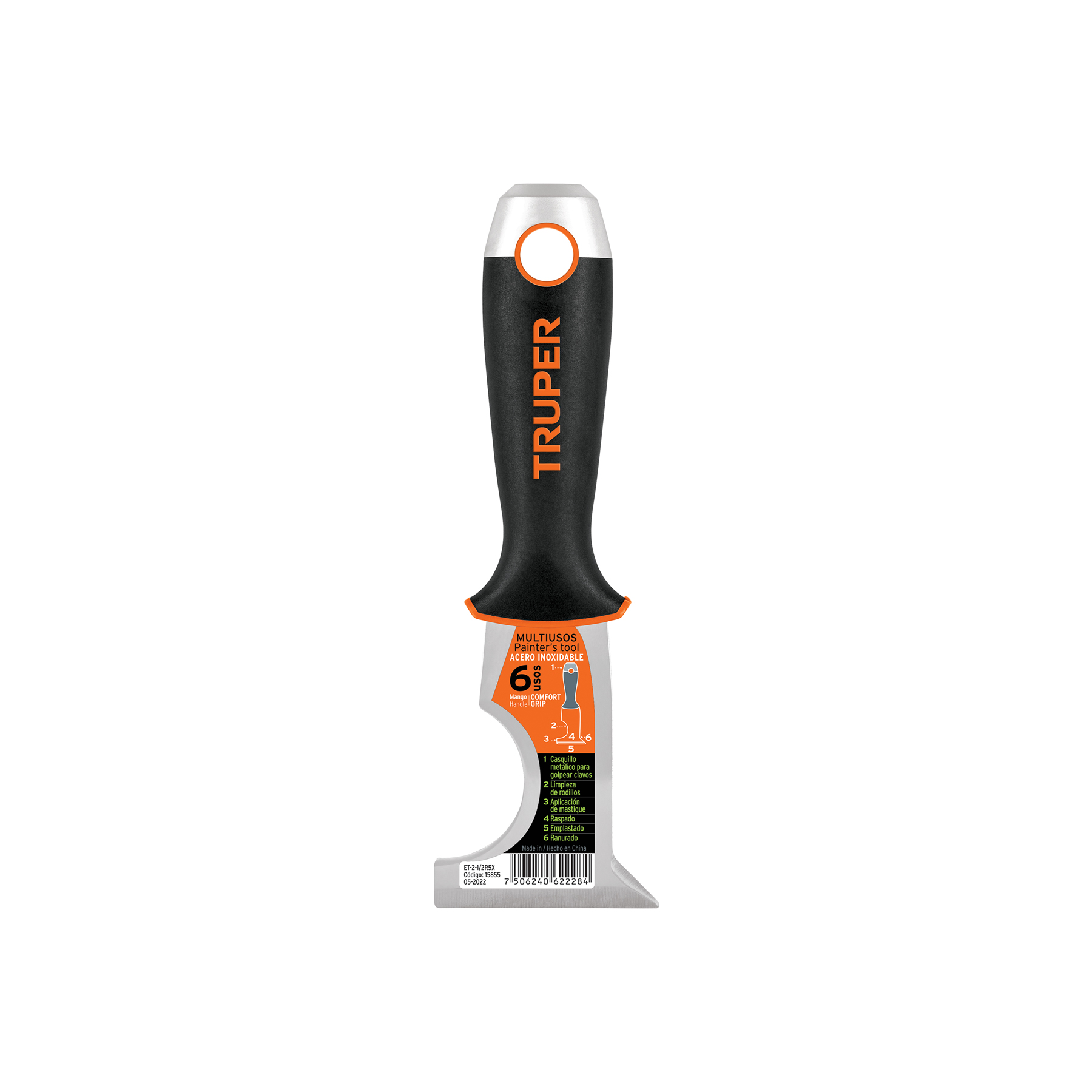 ESPÁTULA 2-1/2' DE 5 USOS, ACERO INOX, COMFORT GRIP, EXPERT