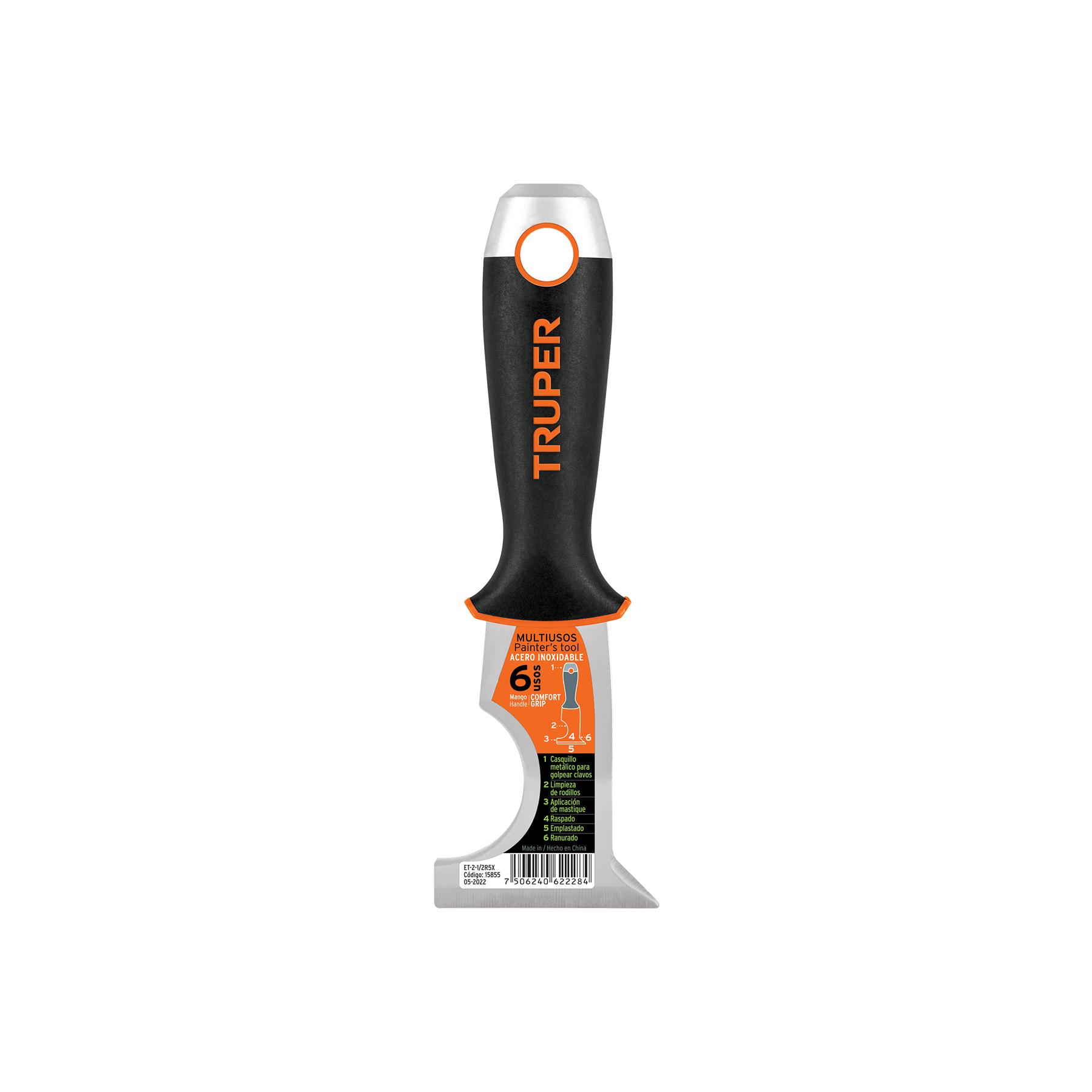 "ESPÁTULA 2-1/2"" DE 6 USOS, ACERO INOX, COMFORT GRIP, EXPERT"