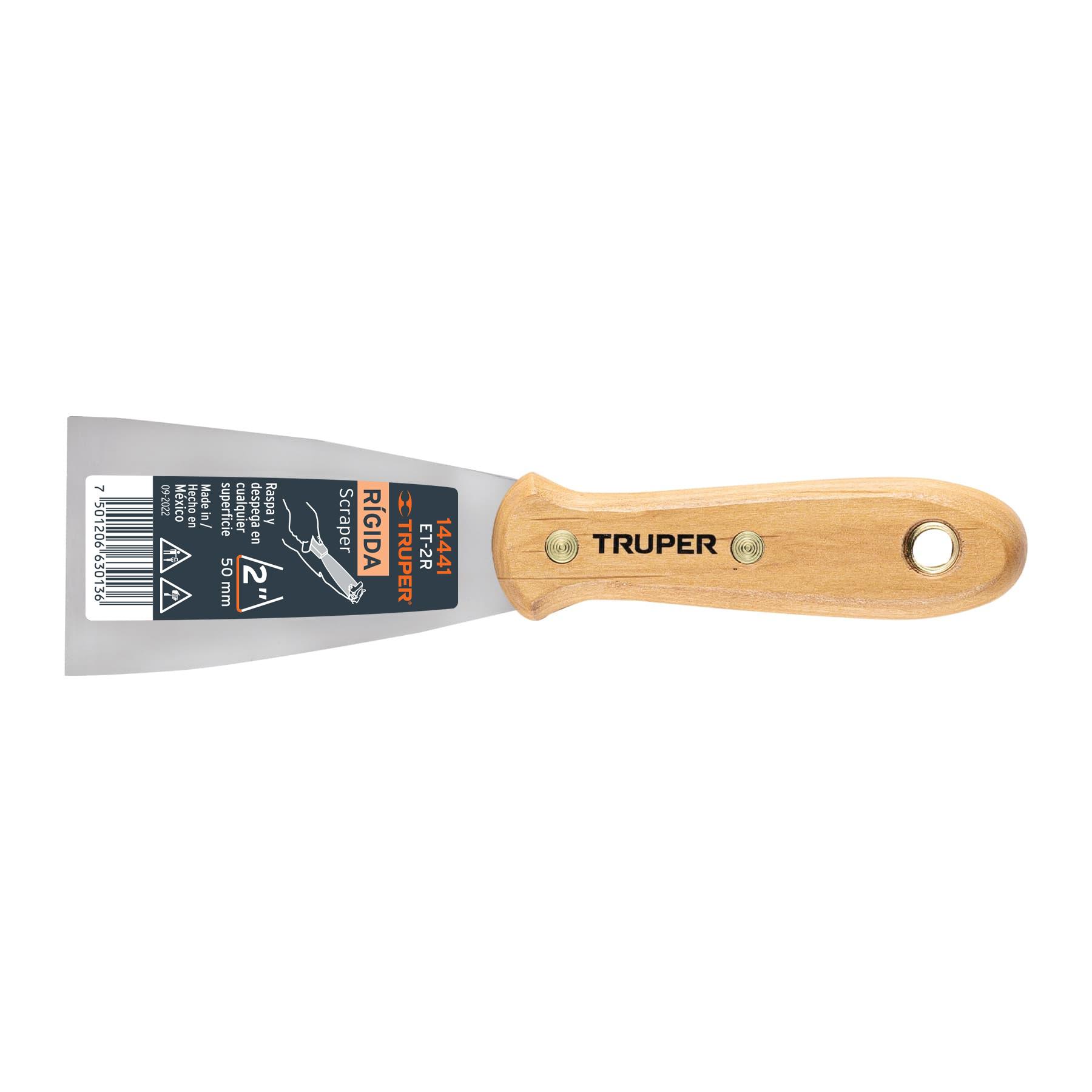 "ESPÁTULA RÍGIDA 2"" CON MANGO DE MADERA, TRUPER"