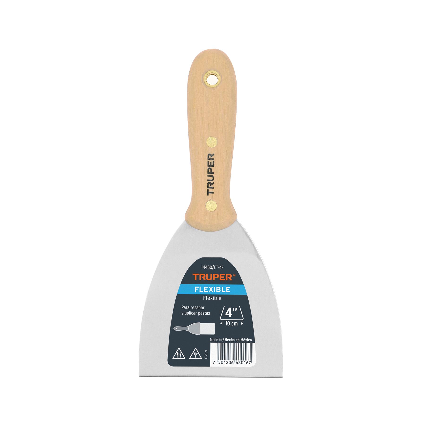 "ESPÁTULA FLEXIBLE 4"" CON MANGO DE MADERA, TRUPER"