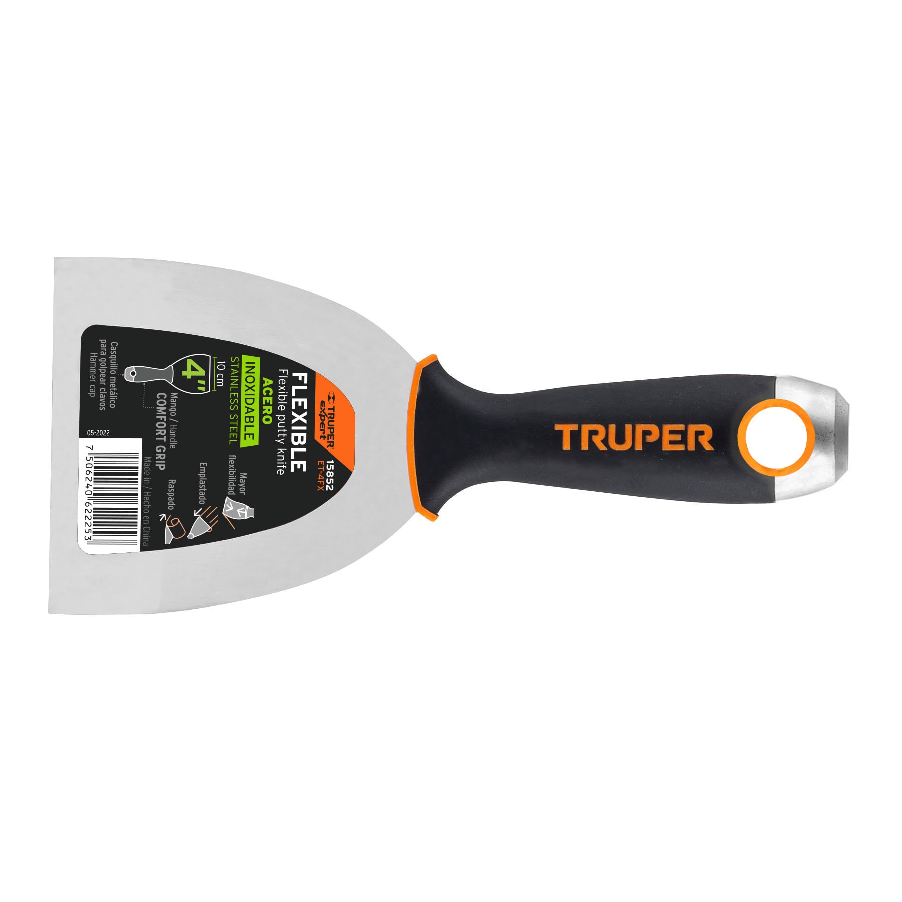 ESPÁTULA FLEXIBLE 4' ACERO INOX. MANGO COMFORT GRIP, EXPERT