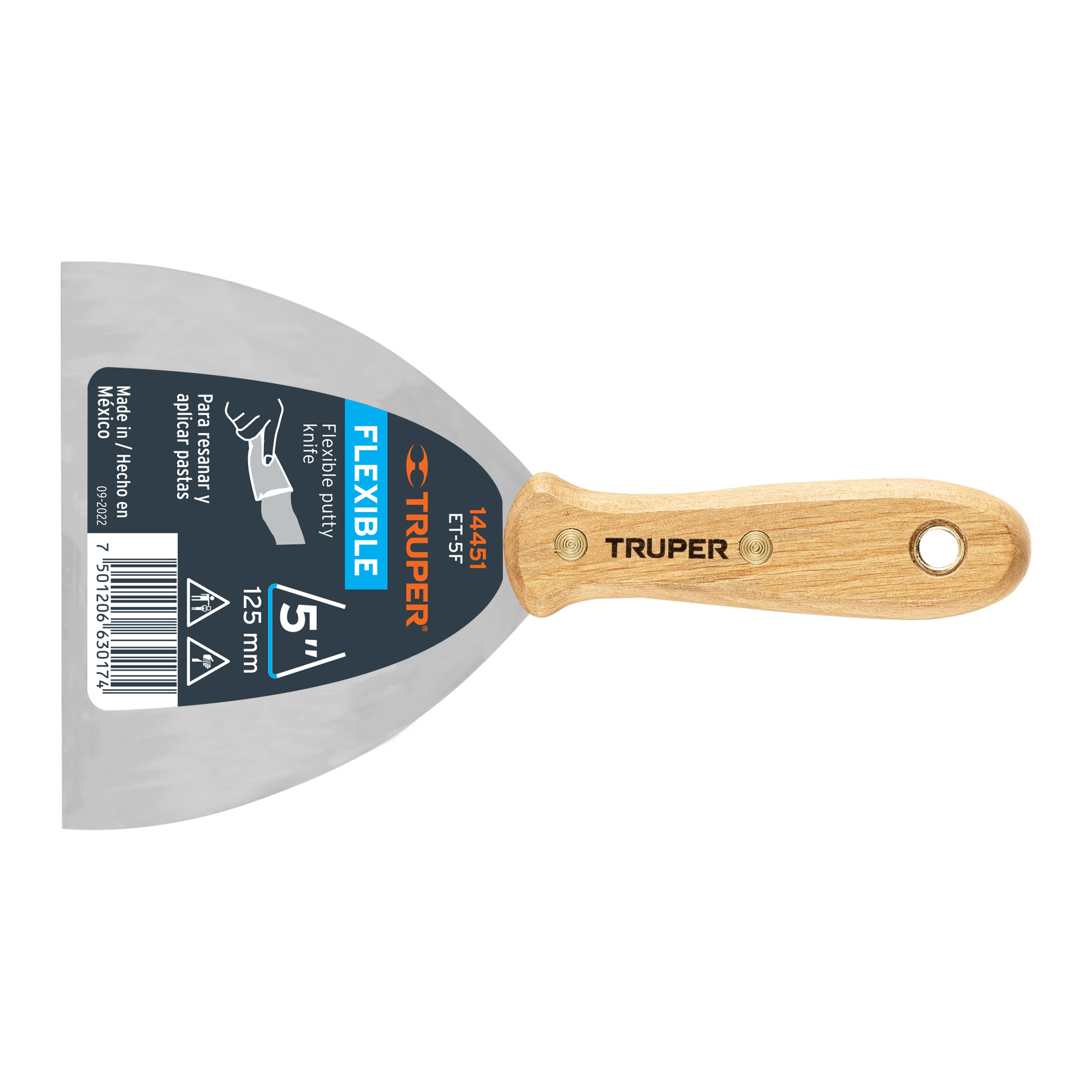 ESPÁTULA FLEXIBLE 5' CON MANGO DE MADERA, TRUPER