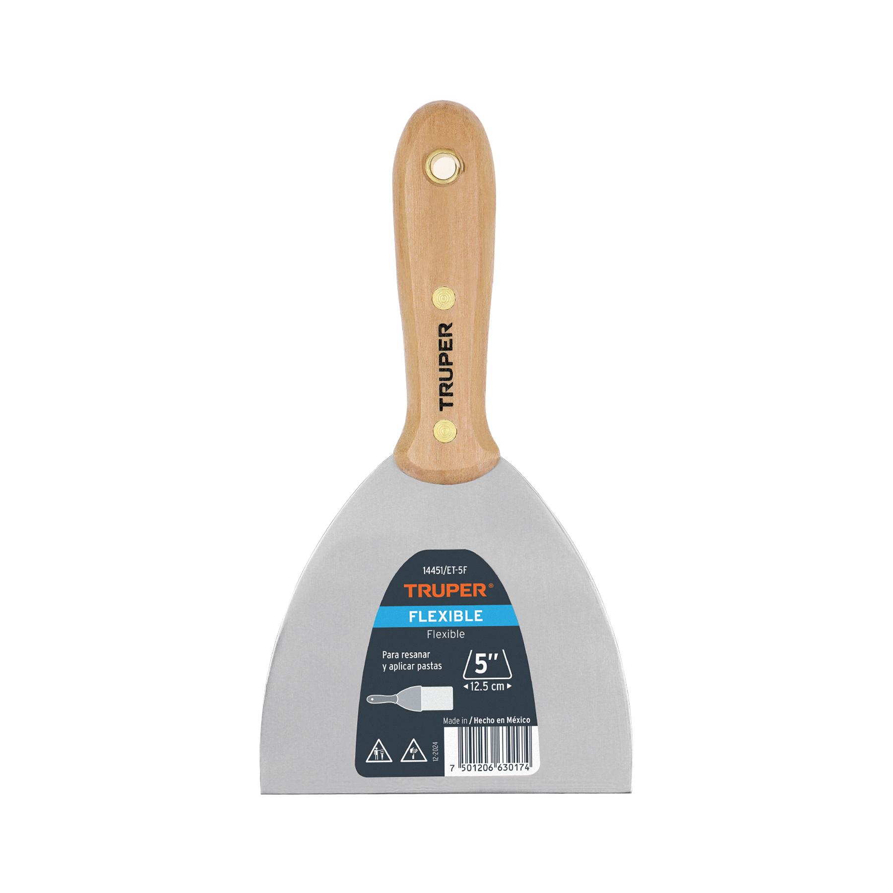 "ESPÁTULA FLEXIBLE 5"" CON MANGO DE MADERA, TRUPER"