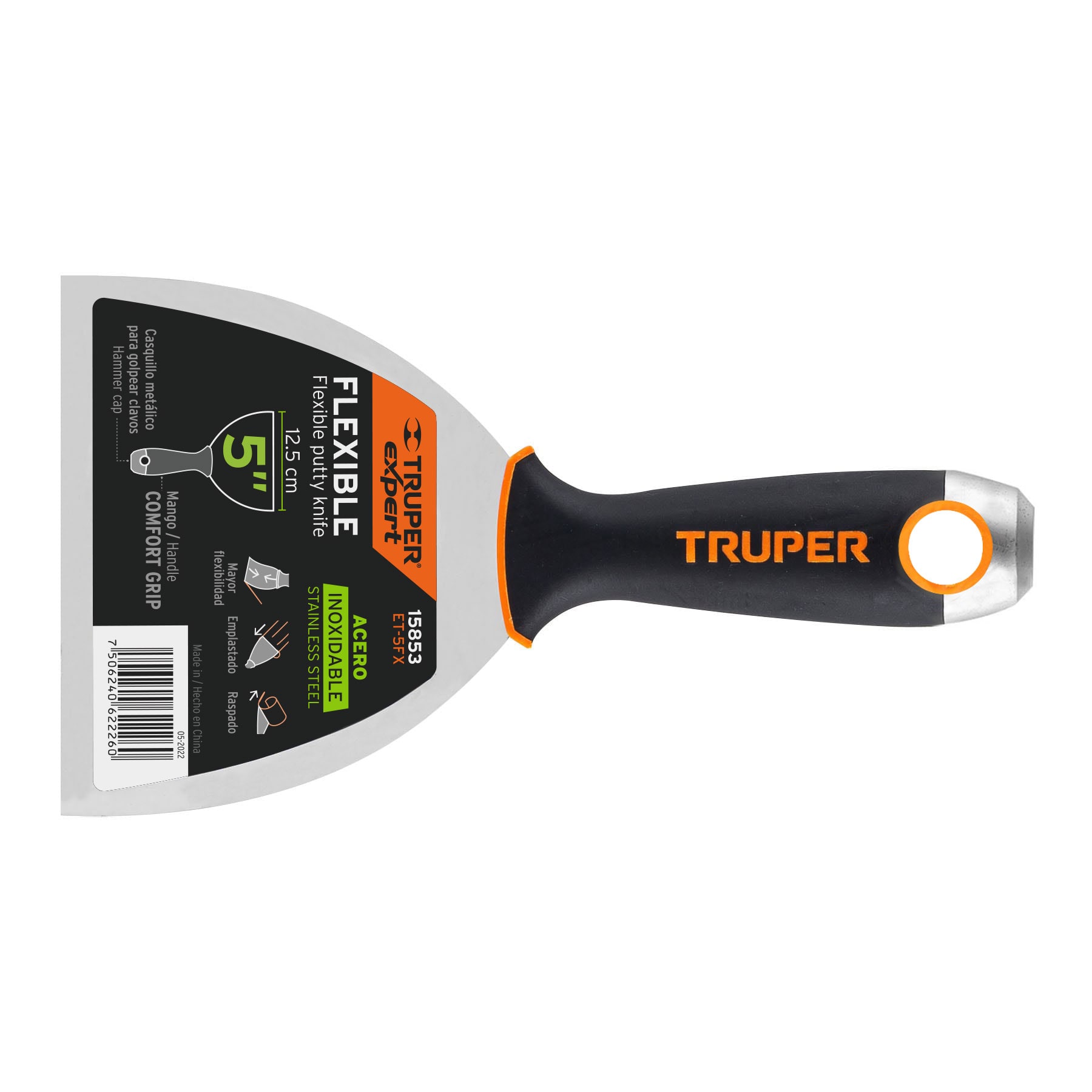 ESPÁTULA FLEXIBLE 5' ACERO INOX. MANGO COMFORT GRIP, EXPERT