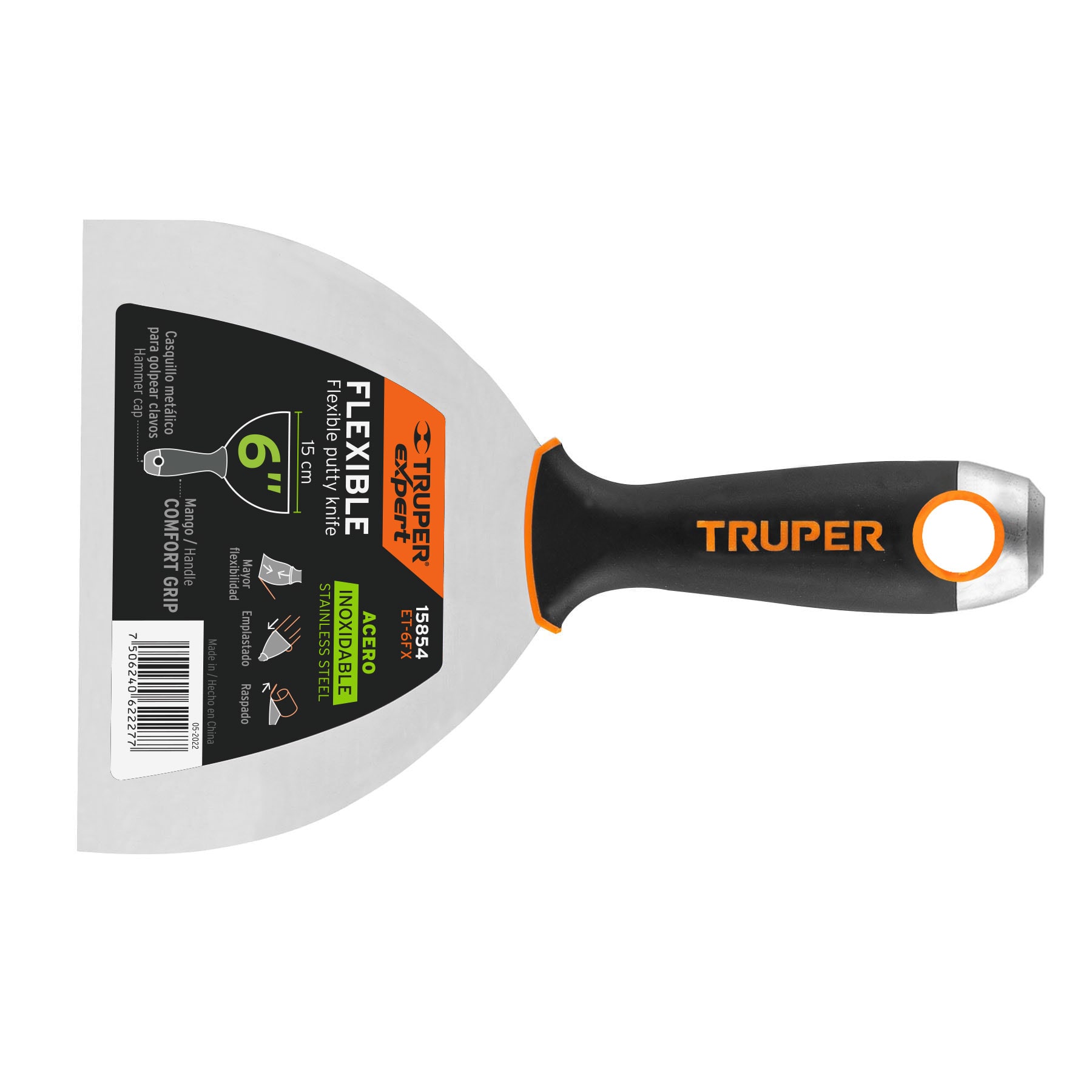 ESPÁTULA FLEXIBLE 6' ACERO INOX. MANGO COMFORT GRIP, EXPERT