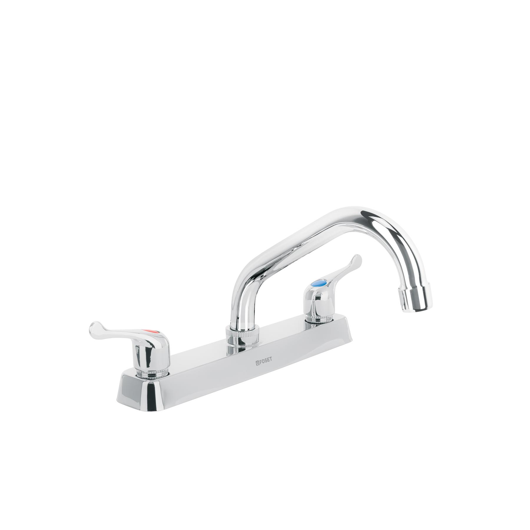 "MEZCLADORA 8"" FREGADERO CROMO, CUELLO CORTO, PALANCA, BASIC"