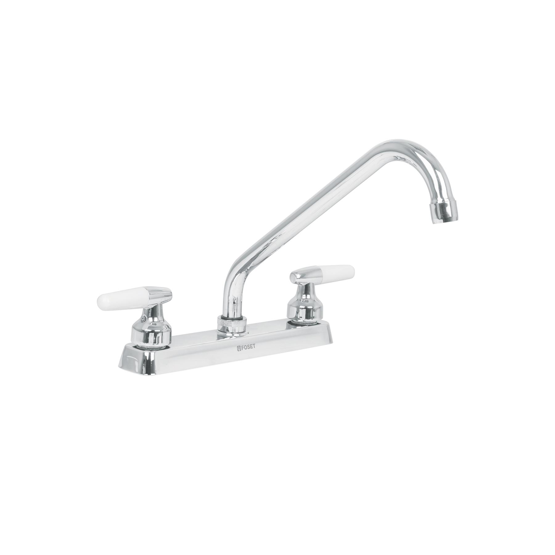 "MEZCLADORA 8"" FREGADERO CROMO, CUELLO LARGO, CONO, BASIC"