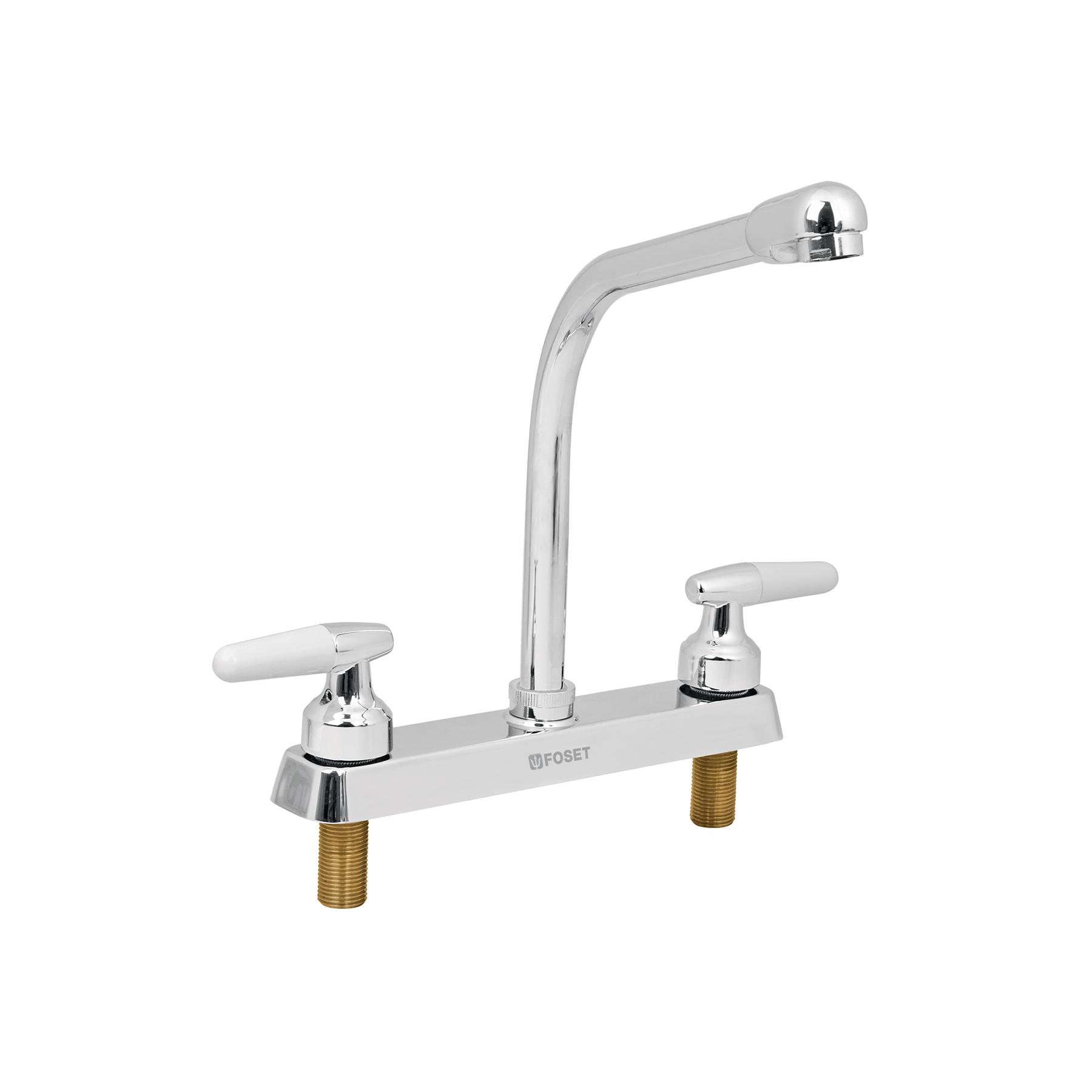 "MEZCLADORA 8"" FREGADERO CROMO, CUELLO COBRA, CONO, BASIC"