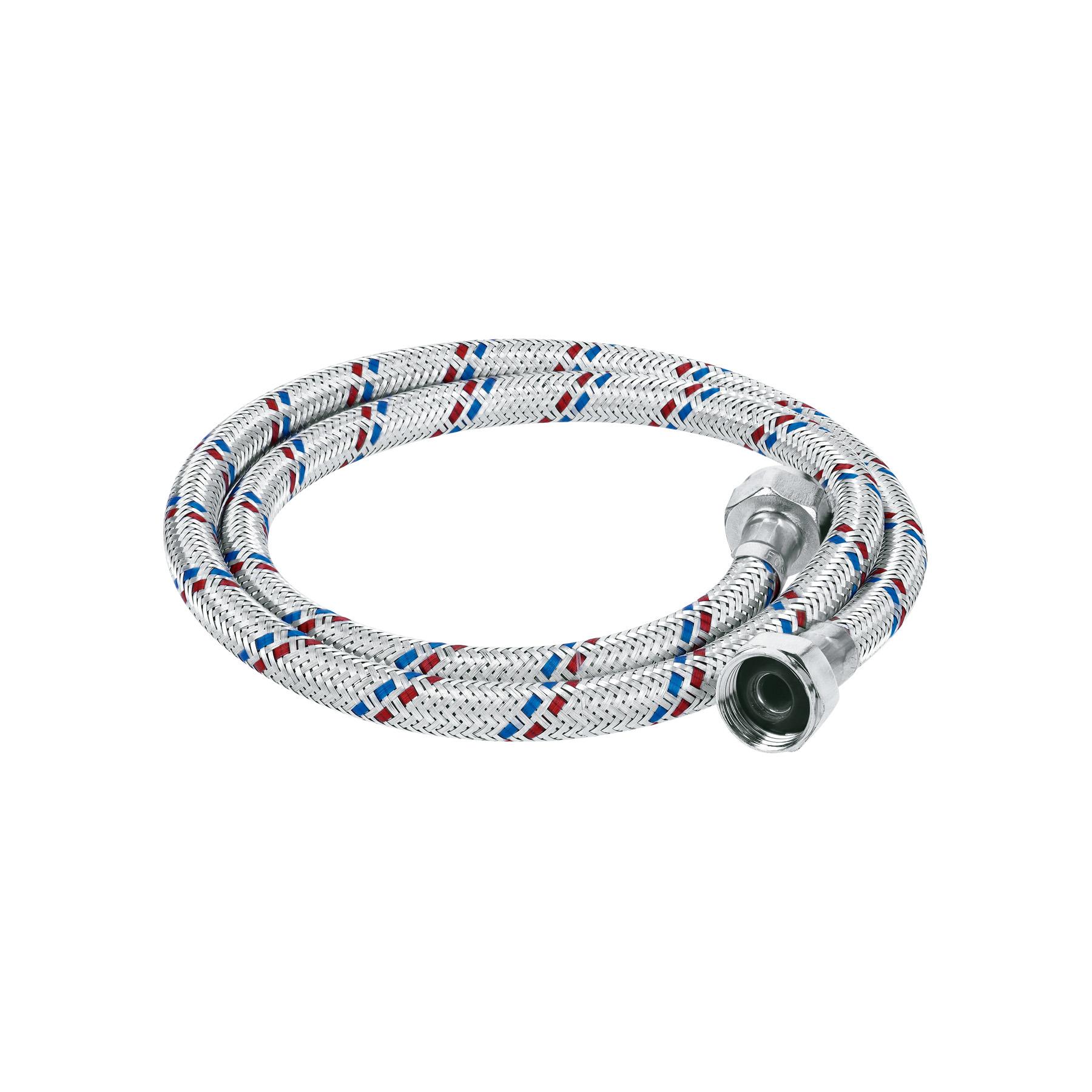 "MANGUERA DE CAUCHO REVESTIDA DE ALUMINIO CON CONECTORES PARA LAVABO/FREGADERO, 1/2""X1/2"", 100CM"