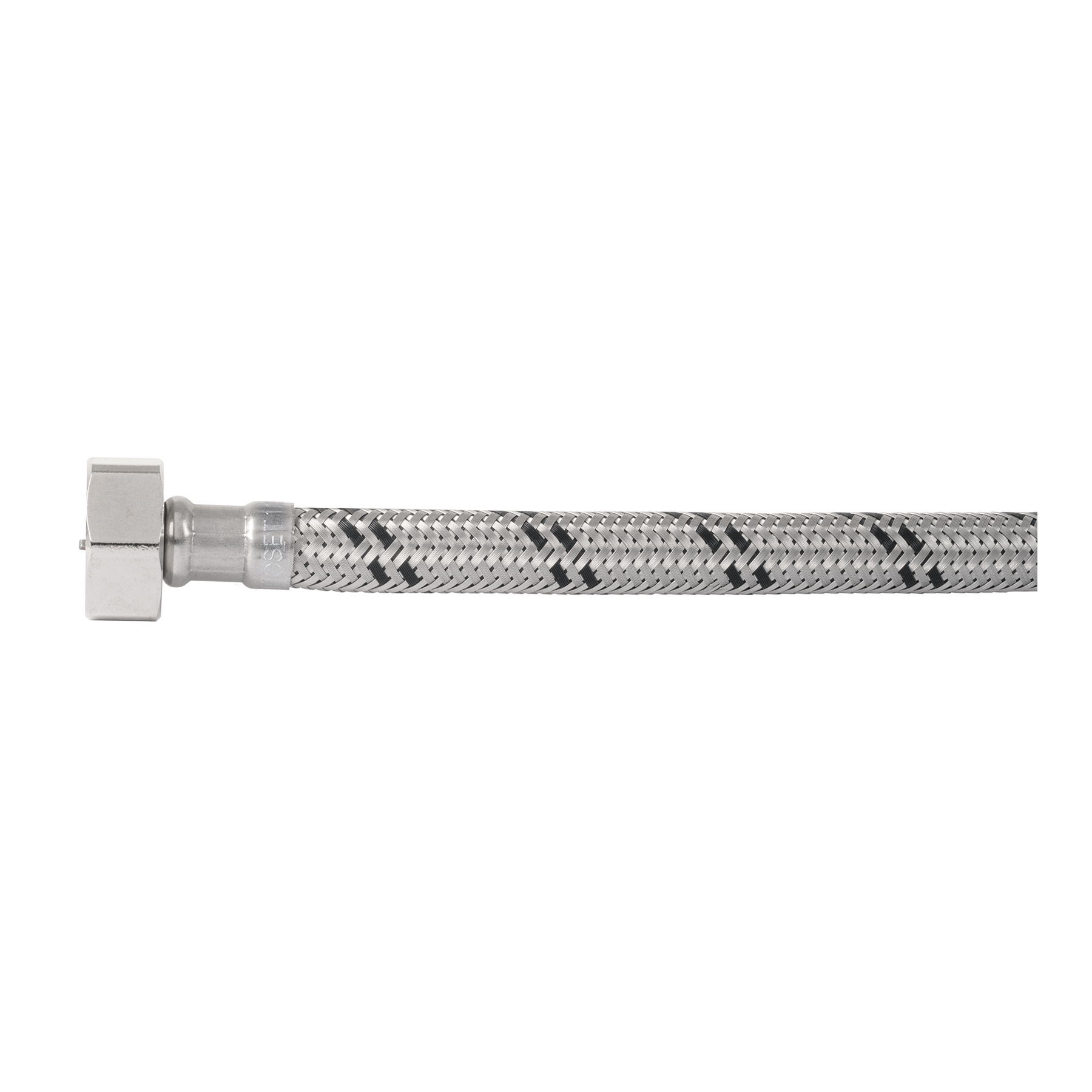 "MANGUERA DE CAUCHO REVESTIDA DE ACERO CON CONECTORES PARA MONOMANDO, 1/2"" X 3/8"""