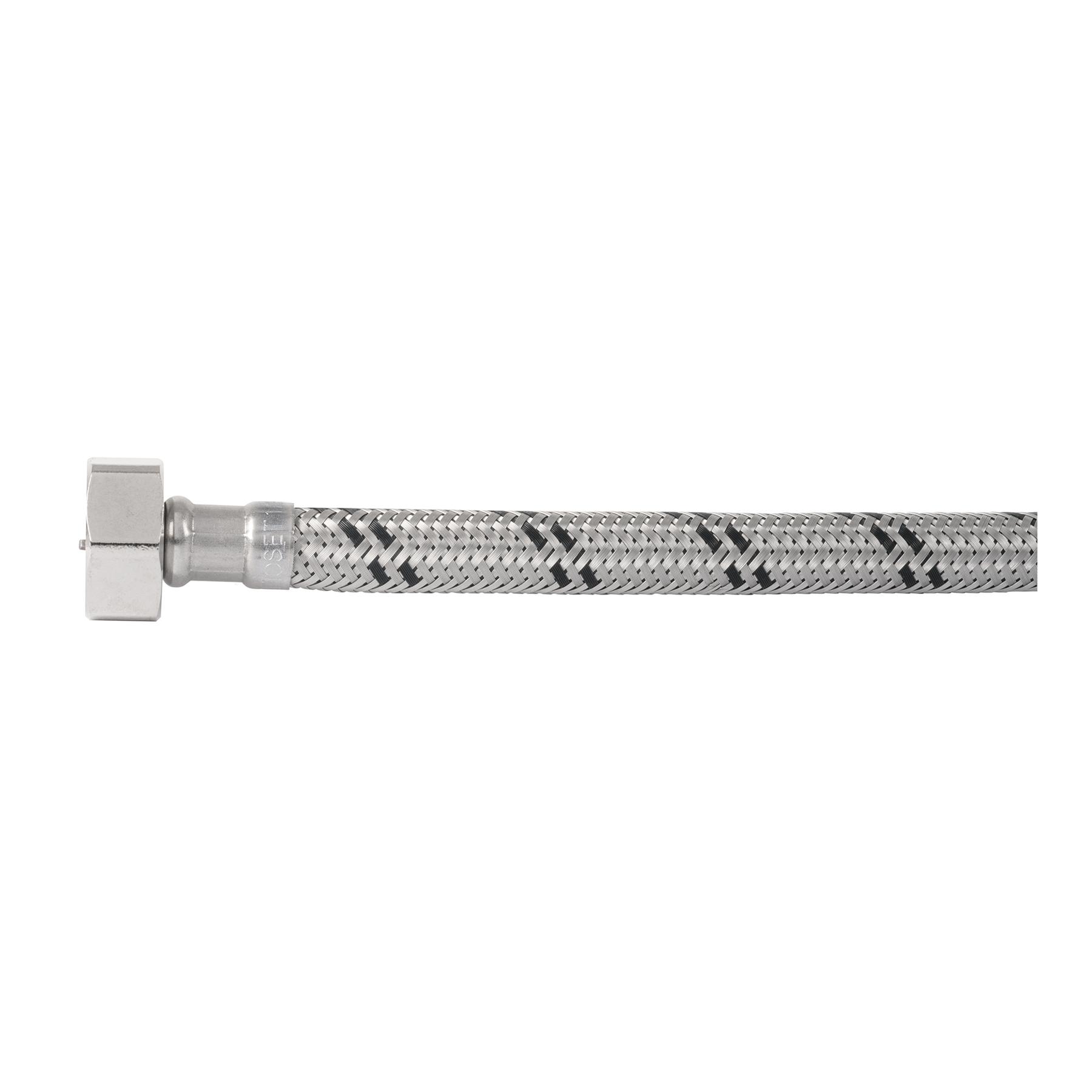 "MANGUERA DE CAUCHO REVESTIDA DE ACERO CON CONECTORES PARA MONOMANDO, 1/2"" X 3/8"""