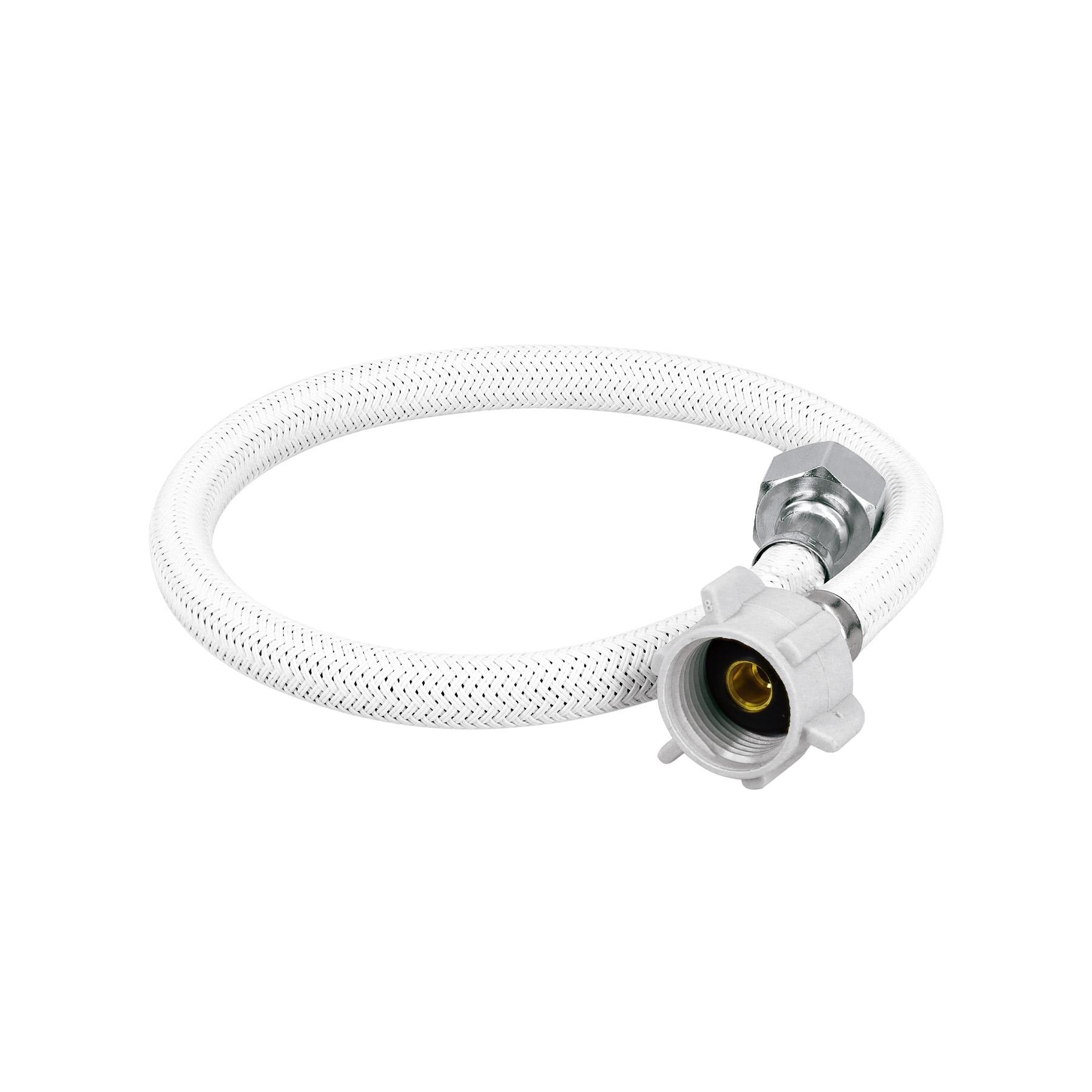 "MANGUERA DE HULE REVESTIDA DE VINILO BLANCO CON CONECTORES PARA WC 1/2""X7/8"", 50CM,"